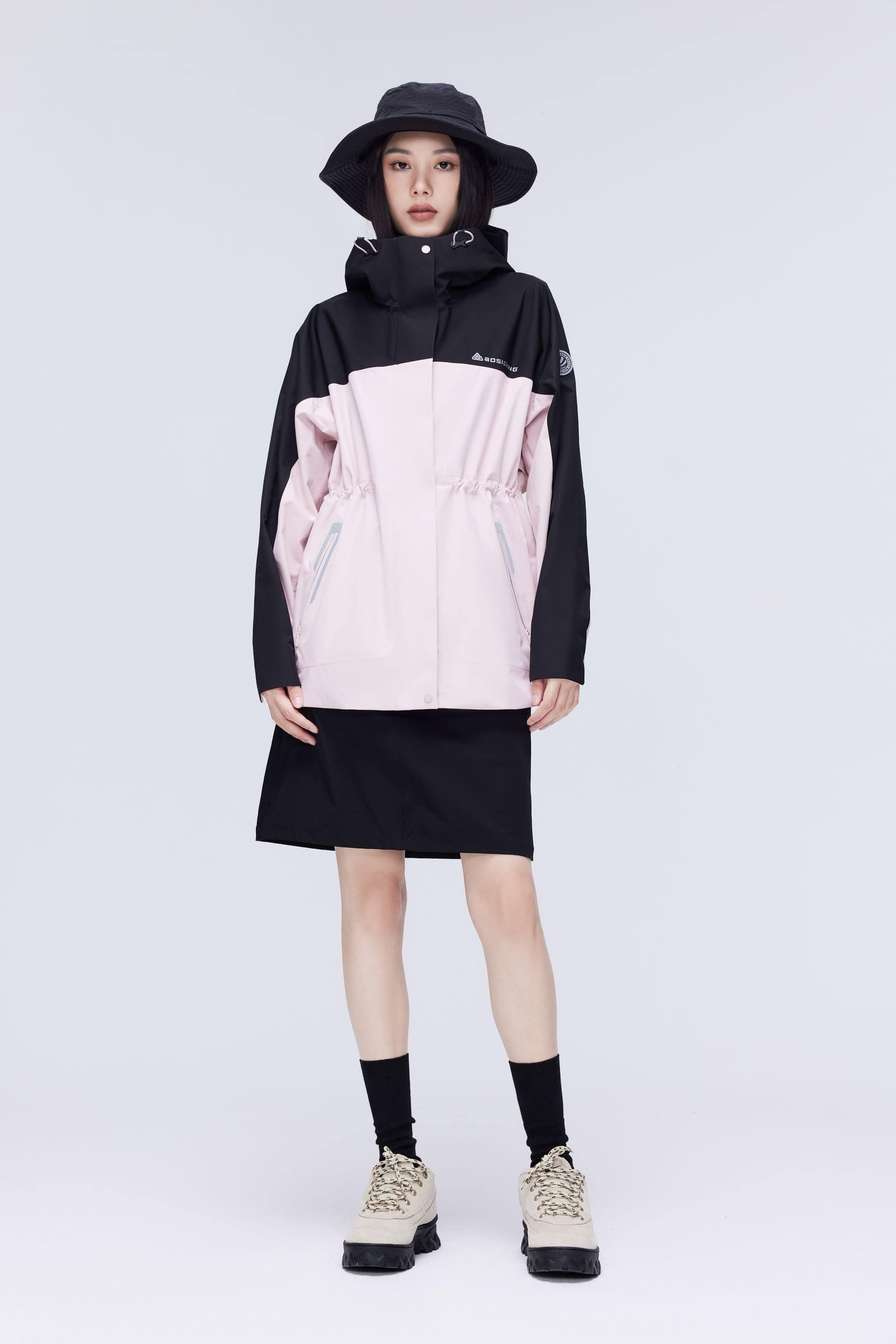 BOSIDENG 2023 3-in-1 All-Weather Goose Down Parka 2402 Jacket 4 / Pinkish Tan / Black