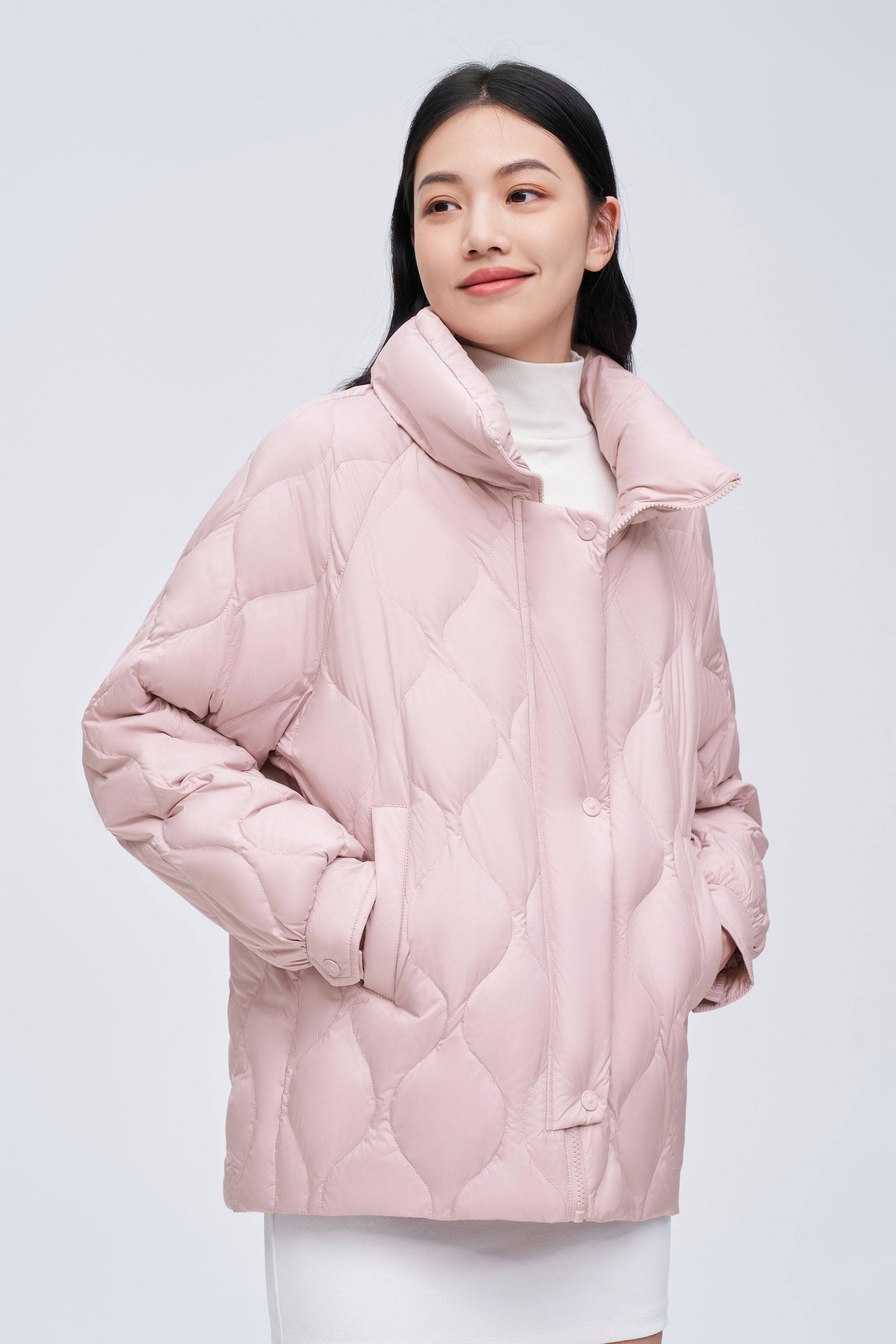 BOSIDENG 2023 Women's Contrast Piping Weightless Down Jacket Jacket 4 / Rosy Brown