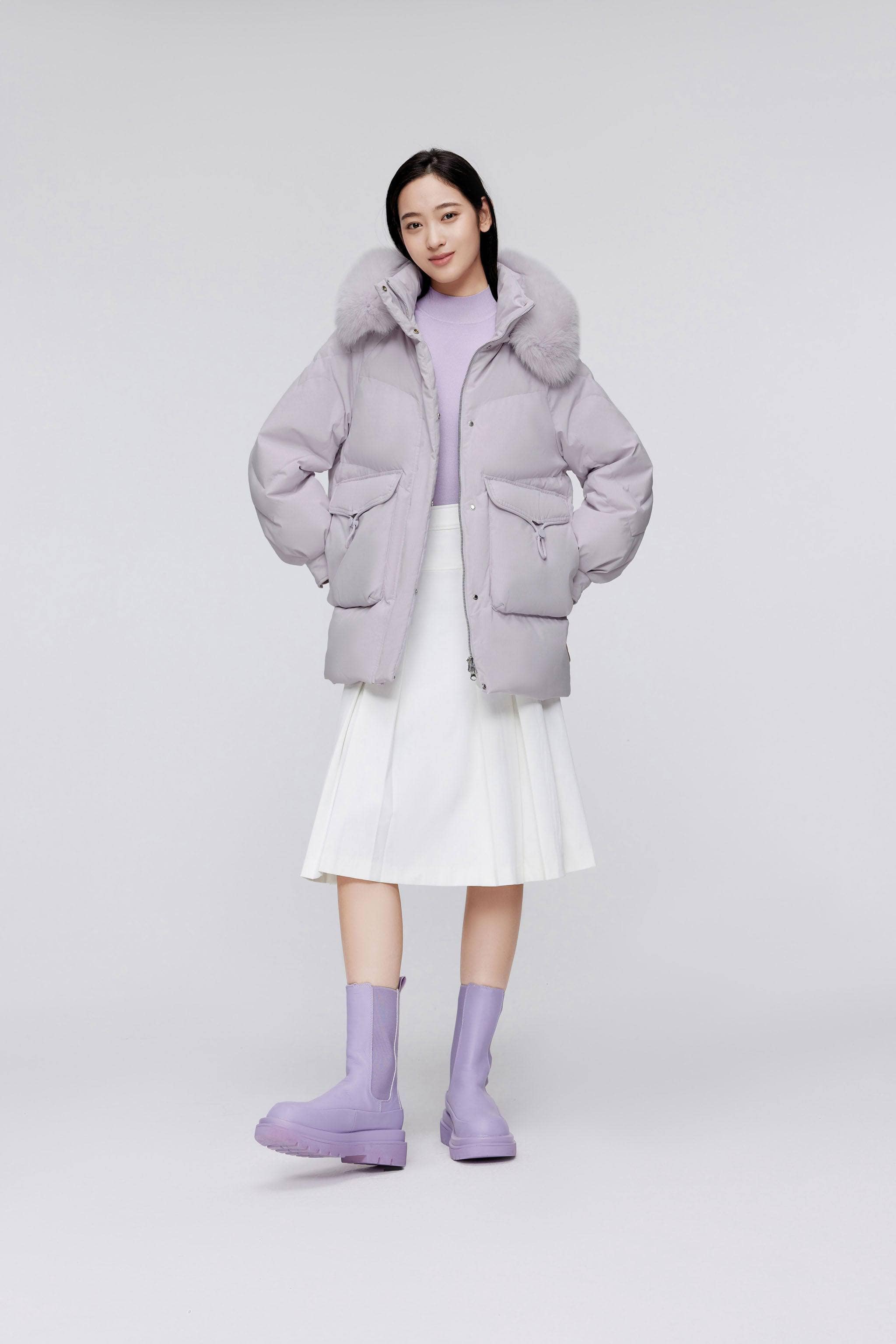 BOSIDENG 2023 Classic Oversized Down Jacket with Fur 5268 Jacket 4 / Taro
