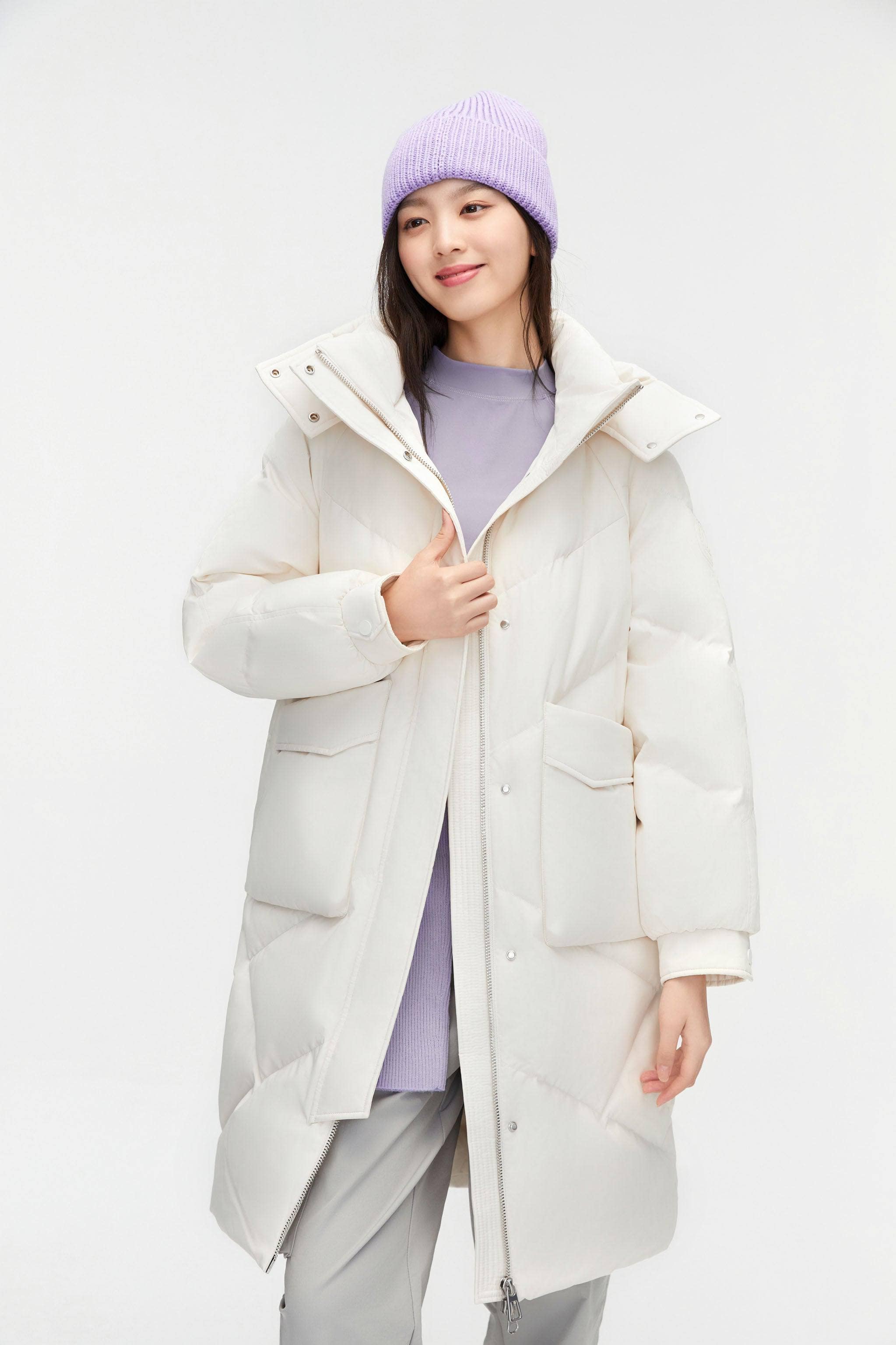BOSIDENG 2023 Women's Classic Down Coat with Hood 5252 Jacket 4 / Yellow Iris