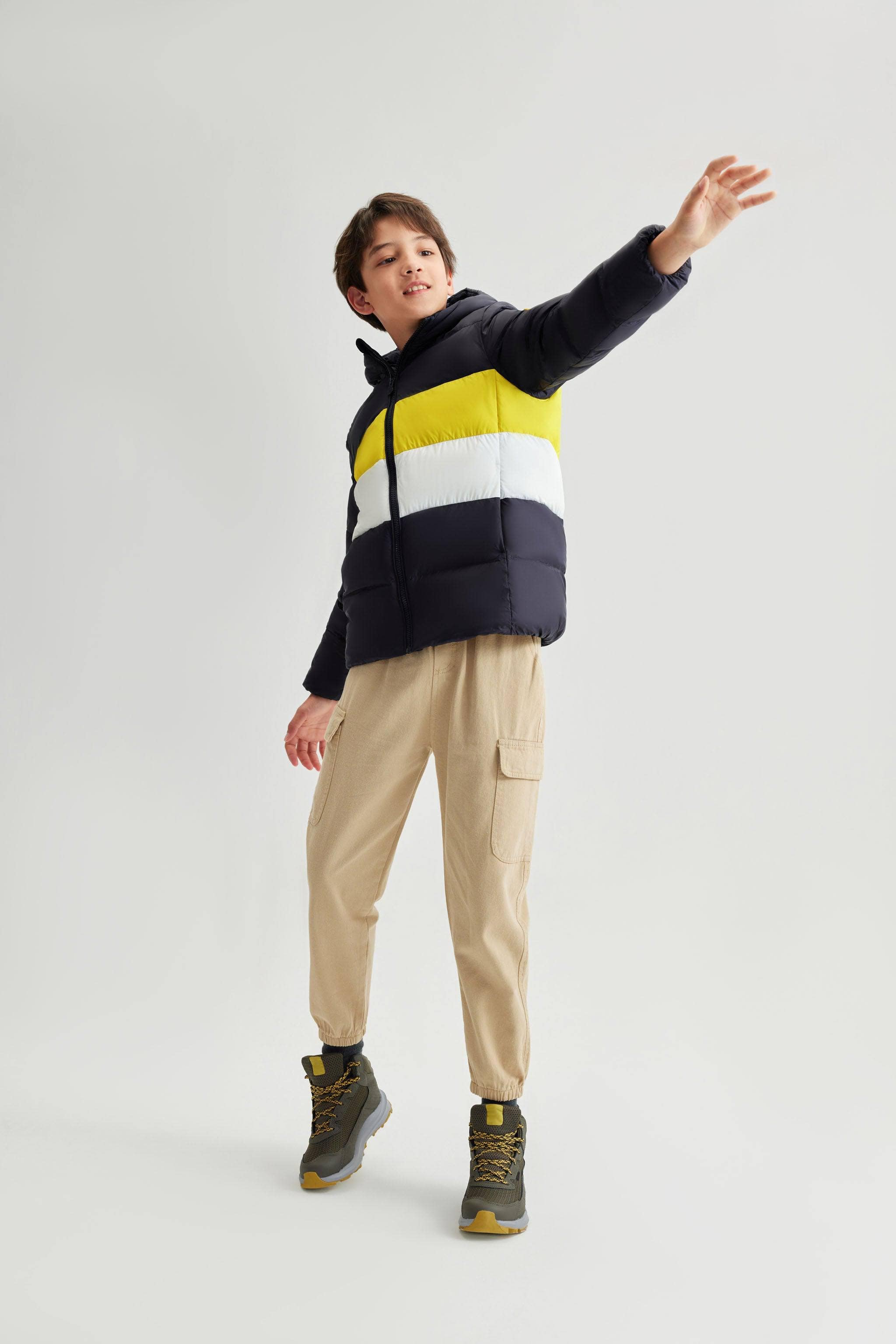 Kid's Down Jacket With Hood — Effortless storage and portability with on-the-go convenience in Navy, sizes 6-7 yrs–14-15 yrs; water-resistant
