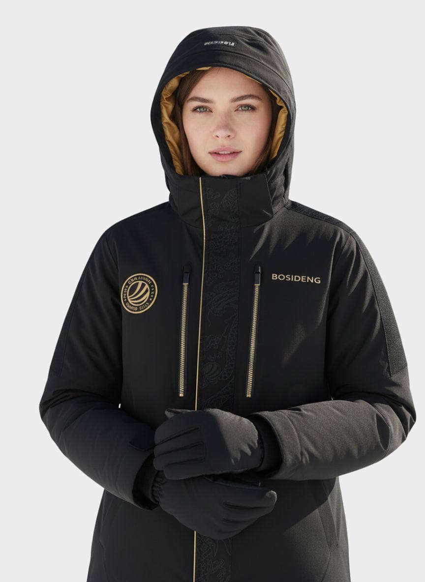BOSIDENG 2023 Premium Goose Down Dragon Ski Jacket Black / XS