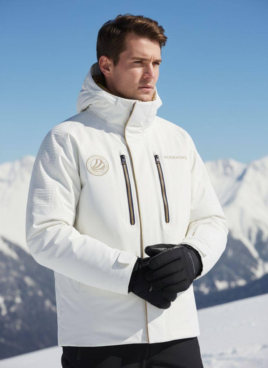 BOSIDENG 2023 Premium Goose Down Dragon Ski Jacket Cloudy White / XS