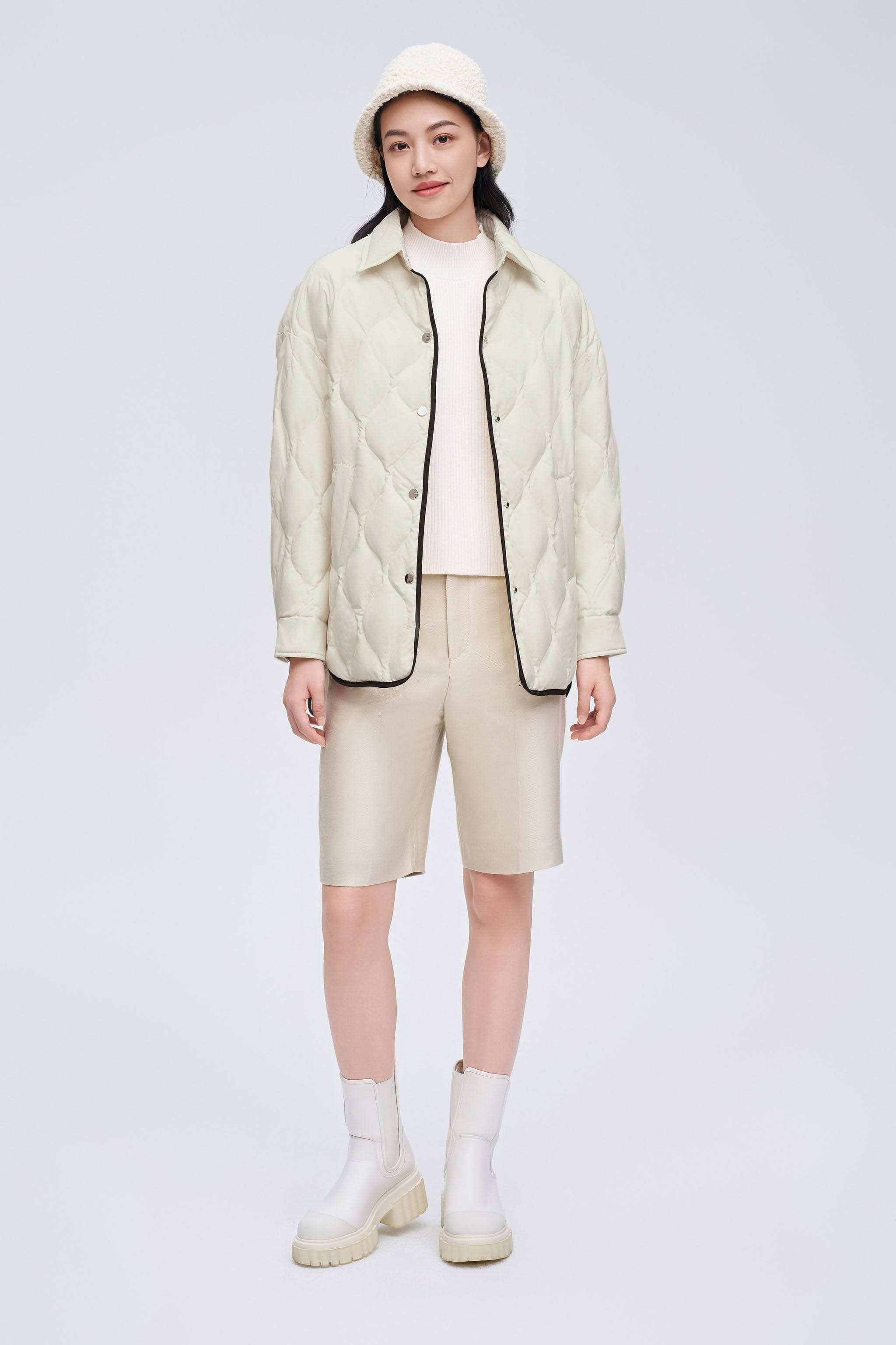 BOSIDENG 2023 Diamond Quilted Down Shacket Jacket