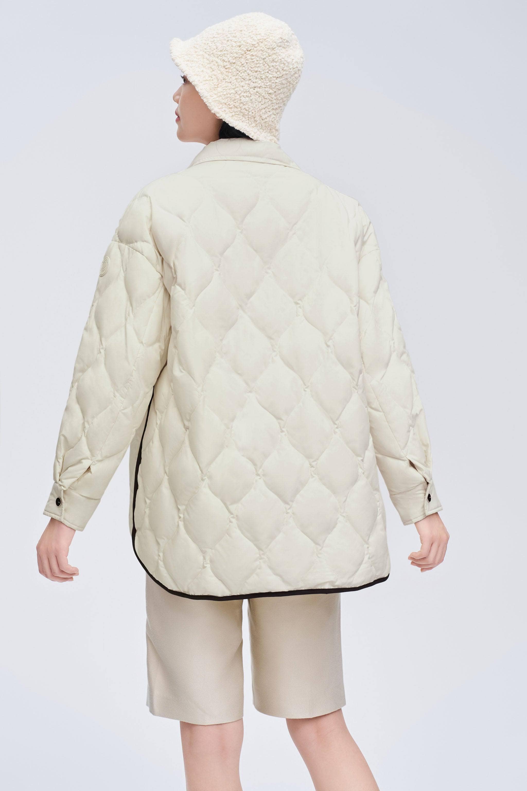 BOSIDENG 2023 Diamond Quilted Down Shacket Jacket
