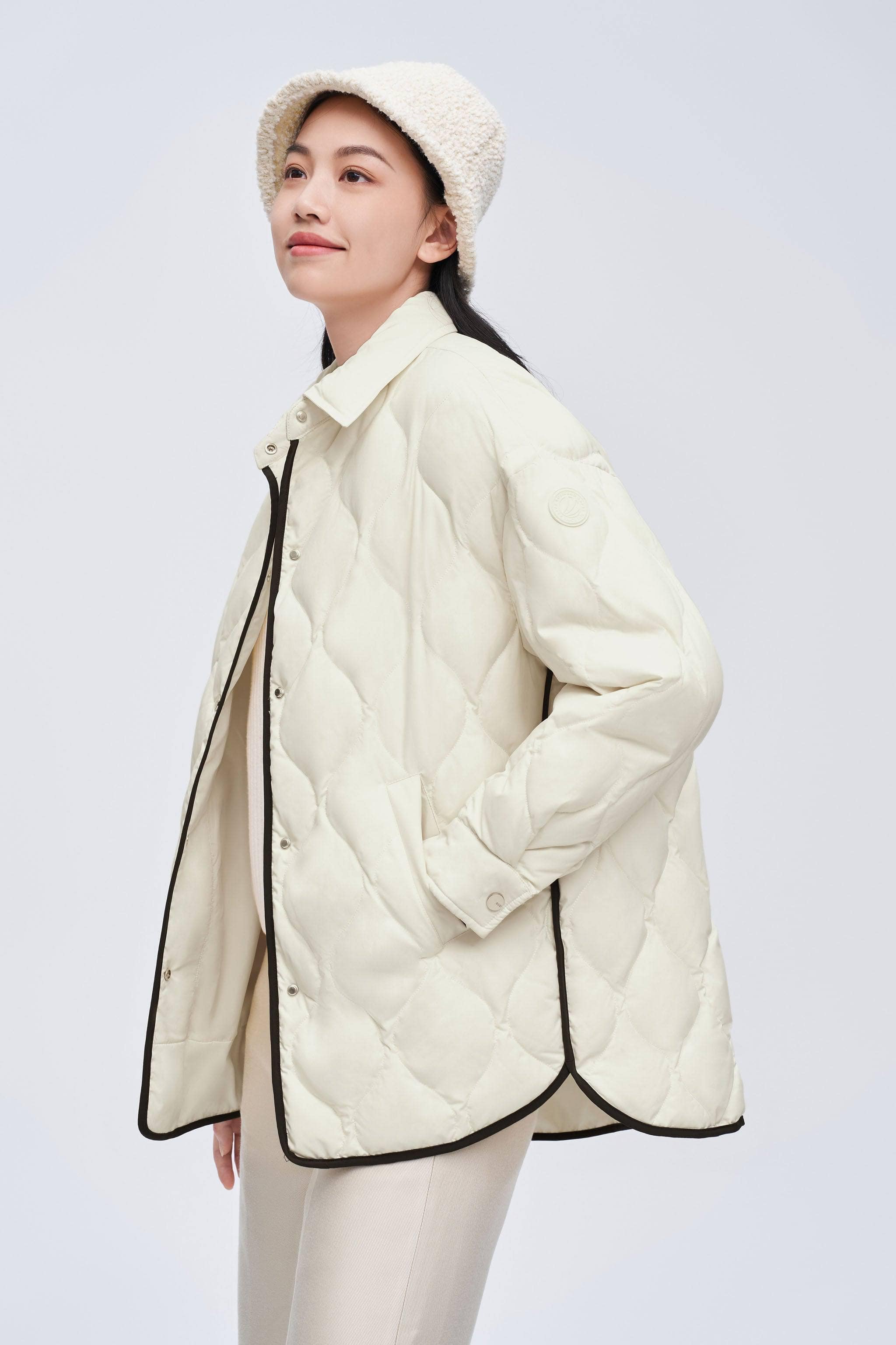BOSIDENG 2023 Diamond Quilted Down Shacket Jacket