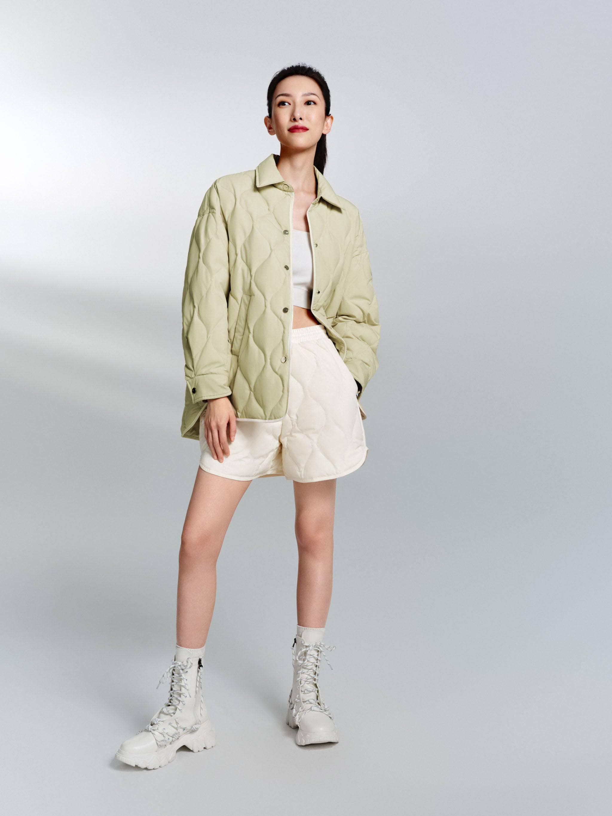 BOSIDENG 2023 Diamond Quilted Down Shacket Jacket