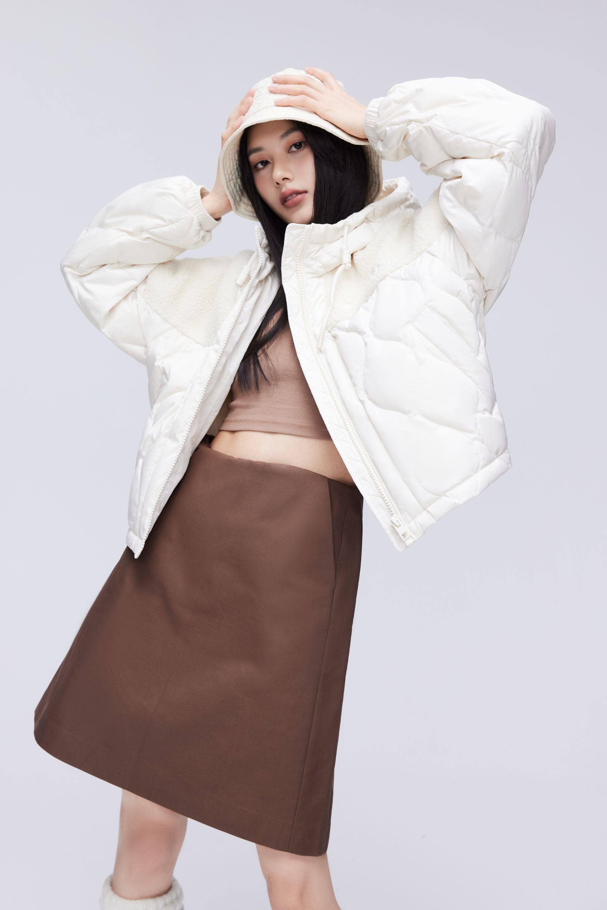 BOSIDENG 2023 Drop Shoulder Lambwool Down Coat Jacket