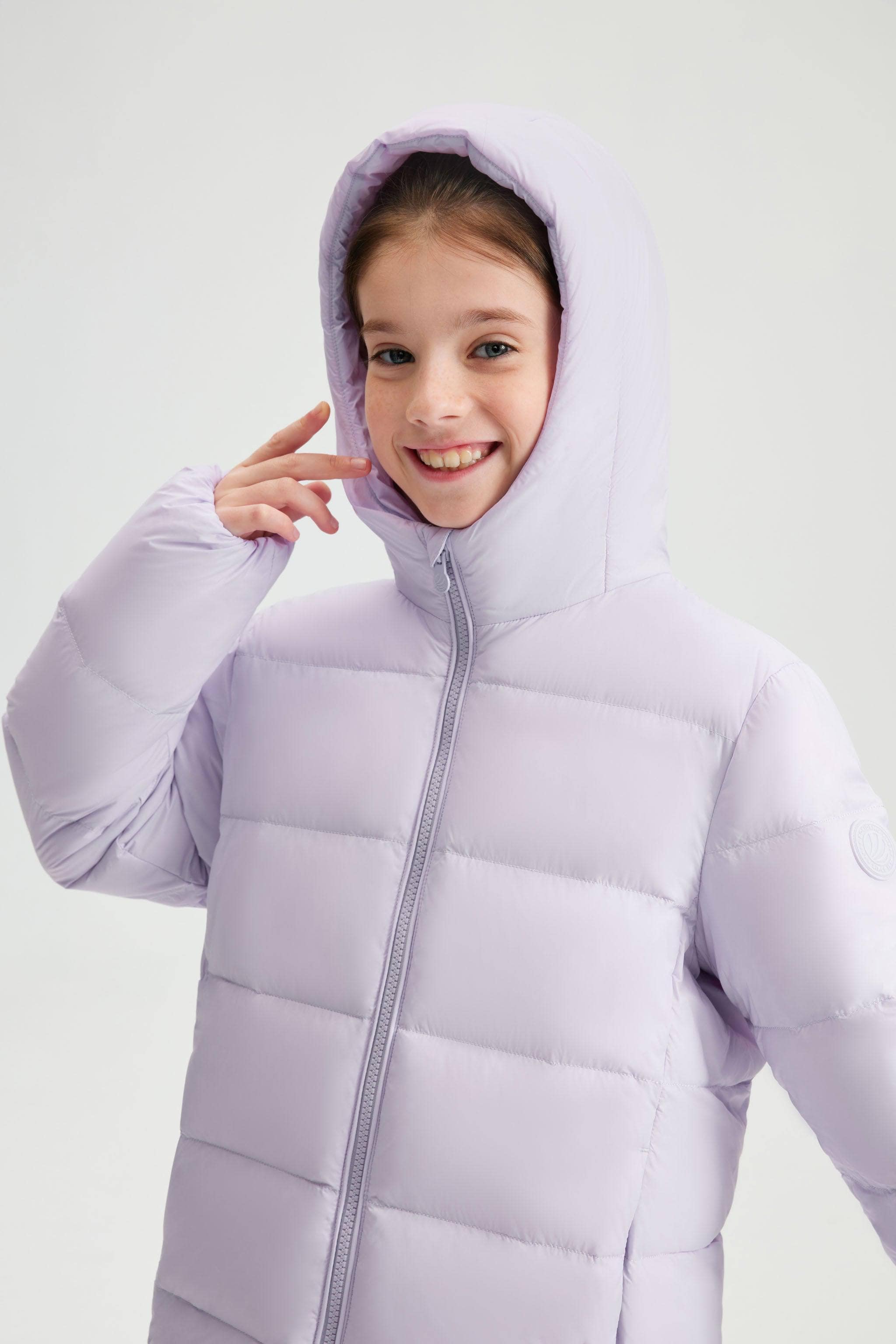 Kid's Down Jacket With Hood — Effortless storage and portability with on-the-go convenience — view 10; water-resistant