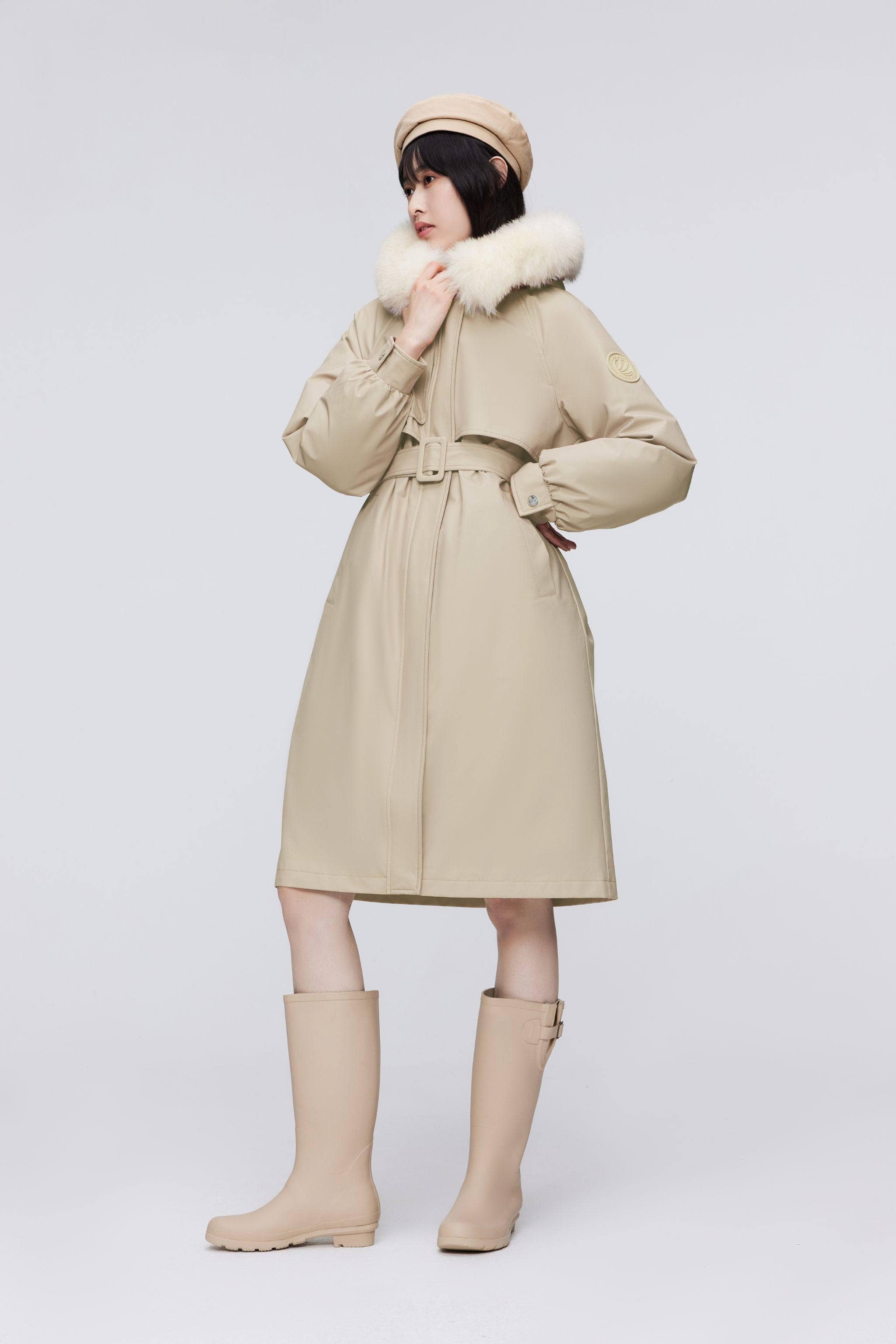 BOSIDENG 2023 Knee Length Fox Fur Down Parka Jacket