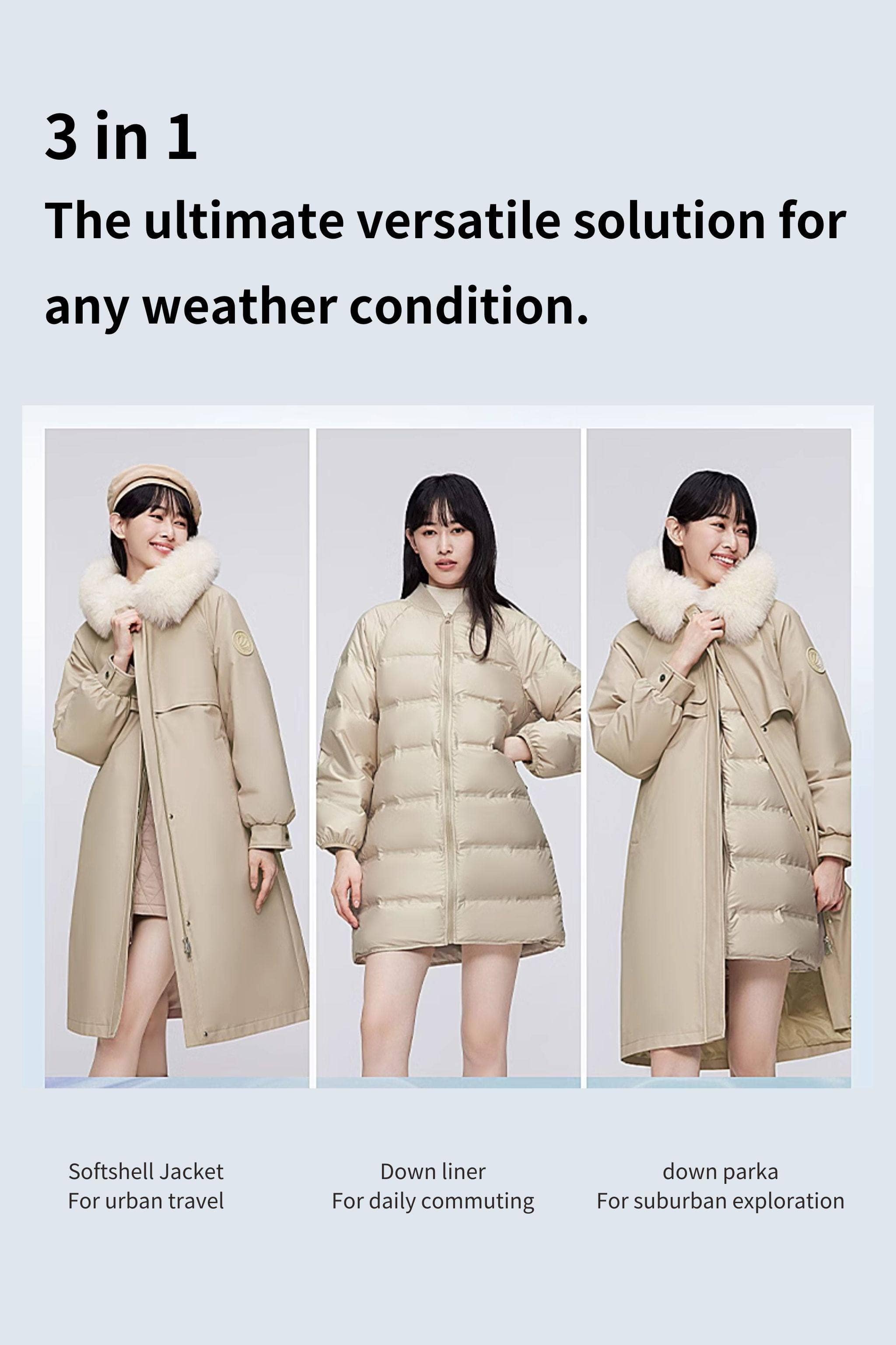 BOSIDENG 2023 Knee Length Fox Fur Down Parka Jacket