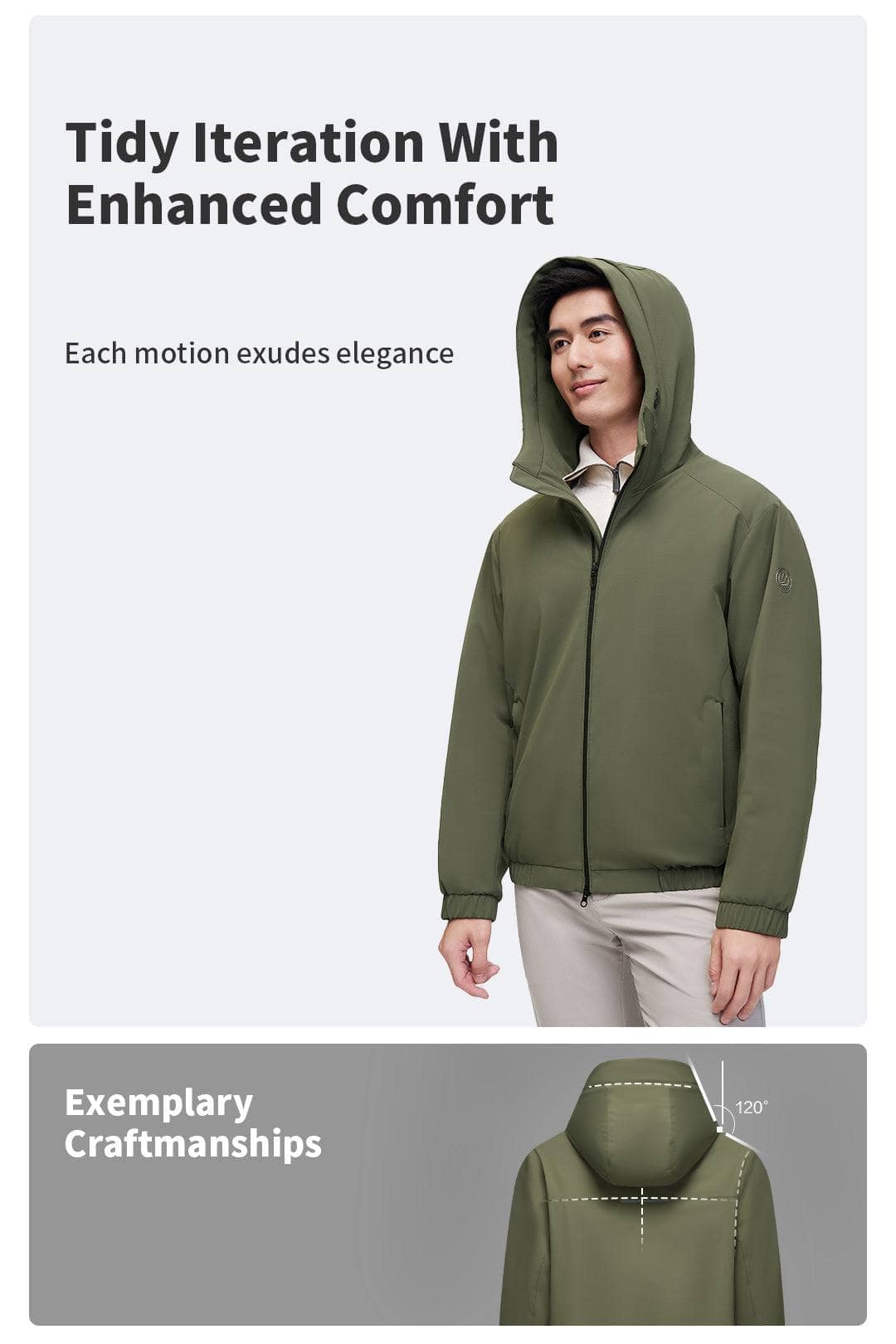 Men's Goose Down Anti-creases Jacket — The Men's Goose Down Jacket offers a sophisticated H-shape silhouette — view 5; windproof
