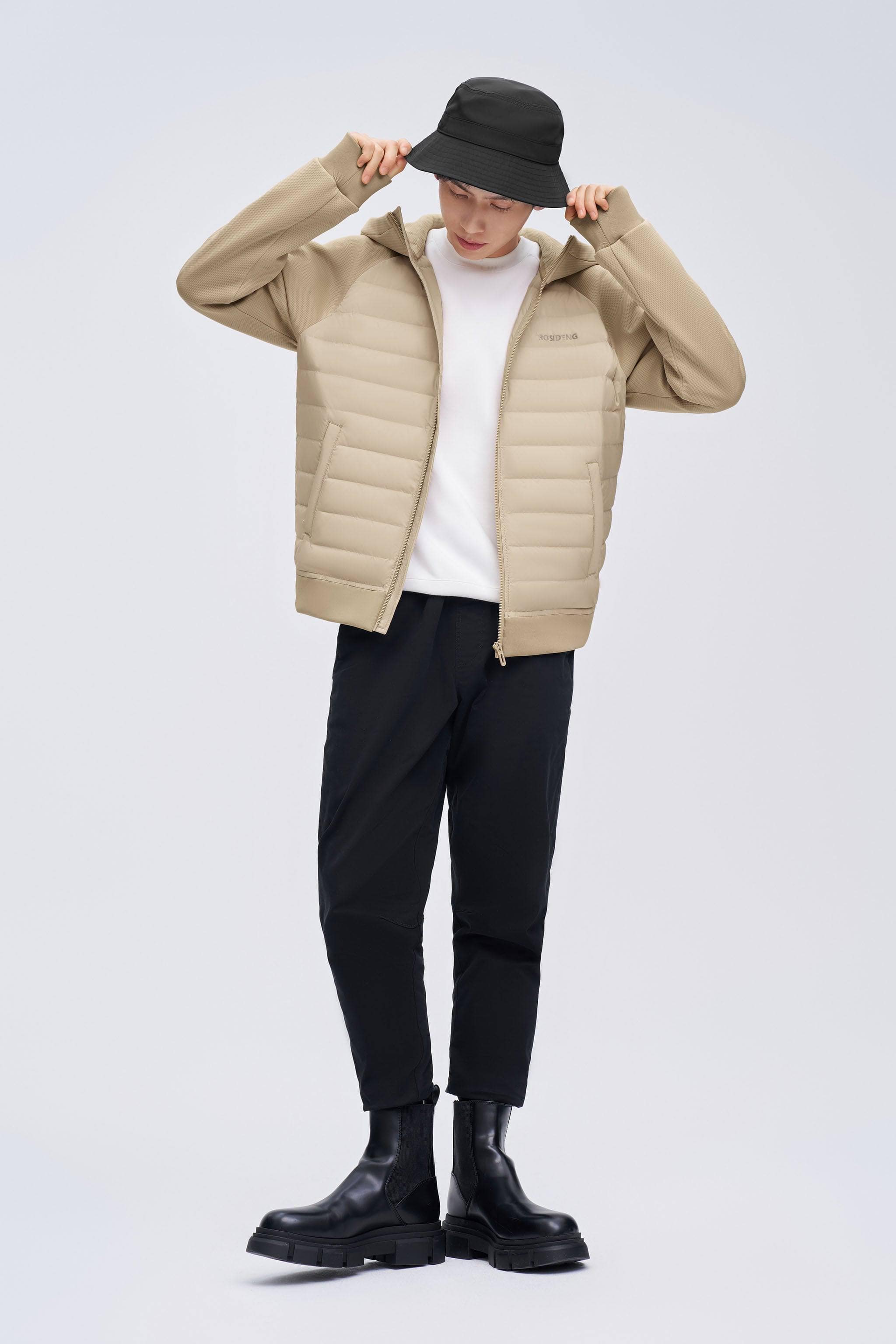 BOSIDENG 2023 Men's Goose Down Short Hoodie Jacket