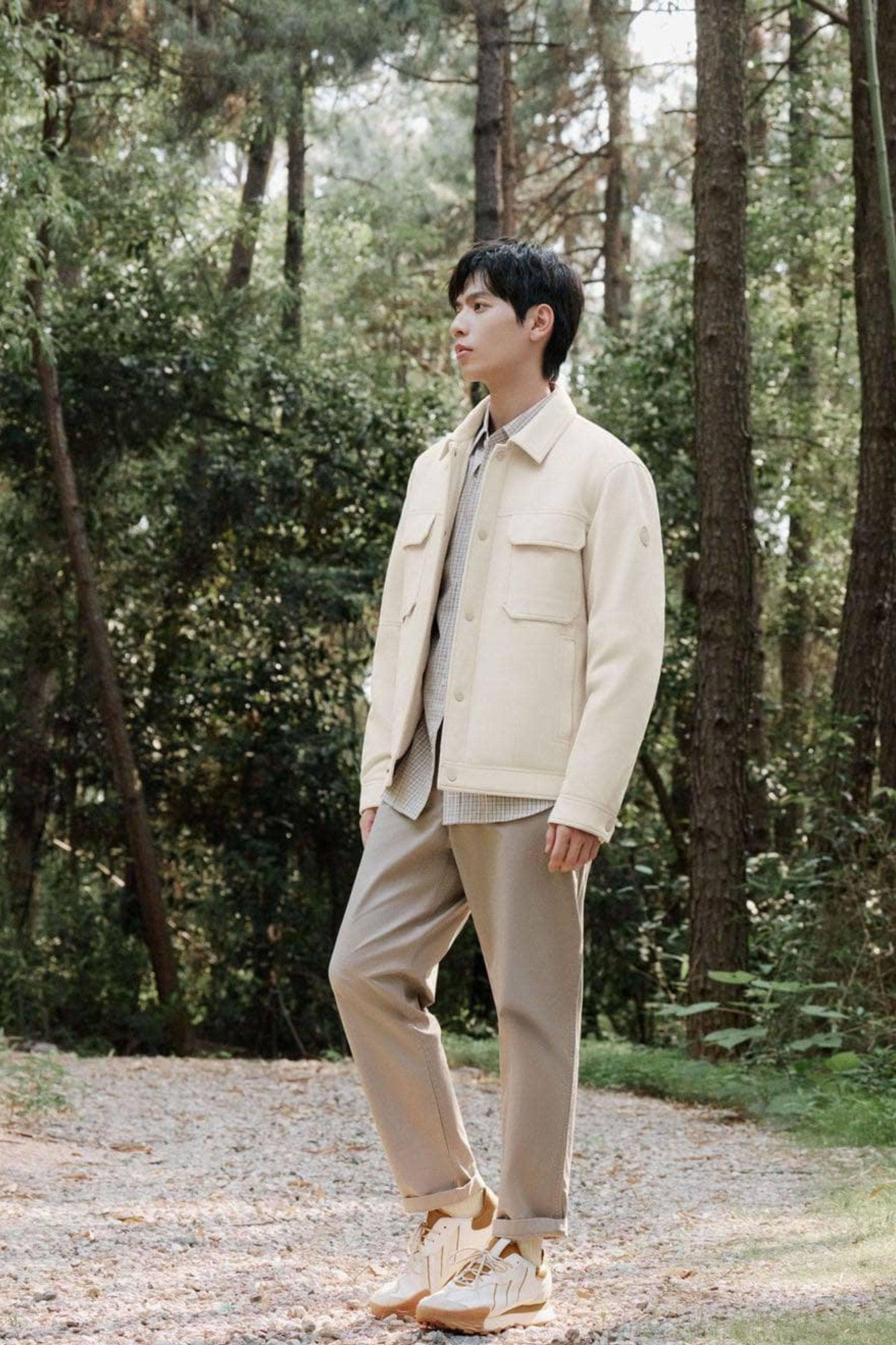 BOSIDENG 2023 Men's Jacquard Fabric Down Shacket Jacket