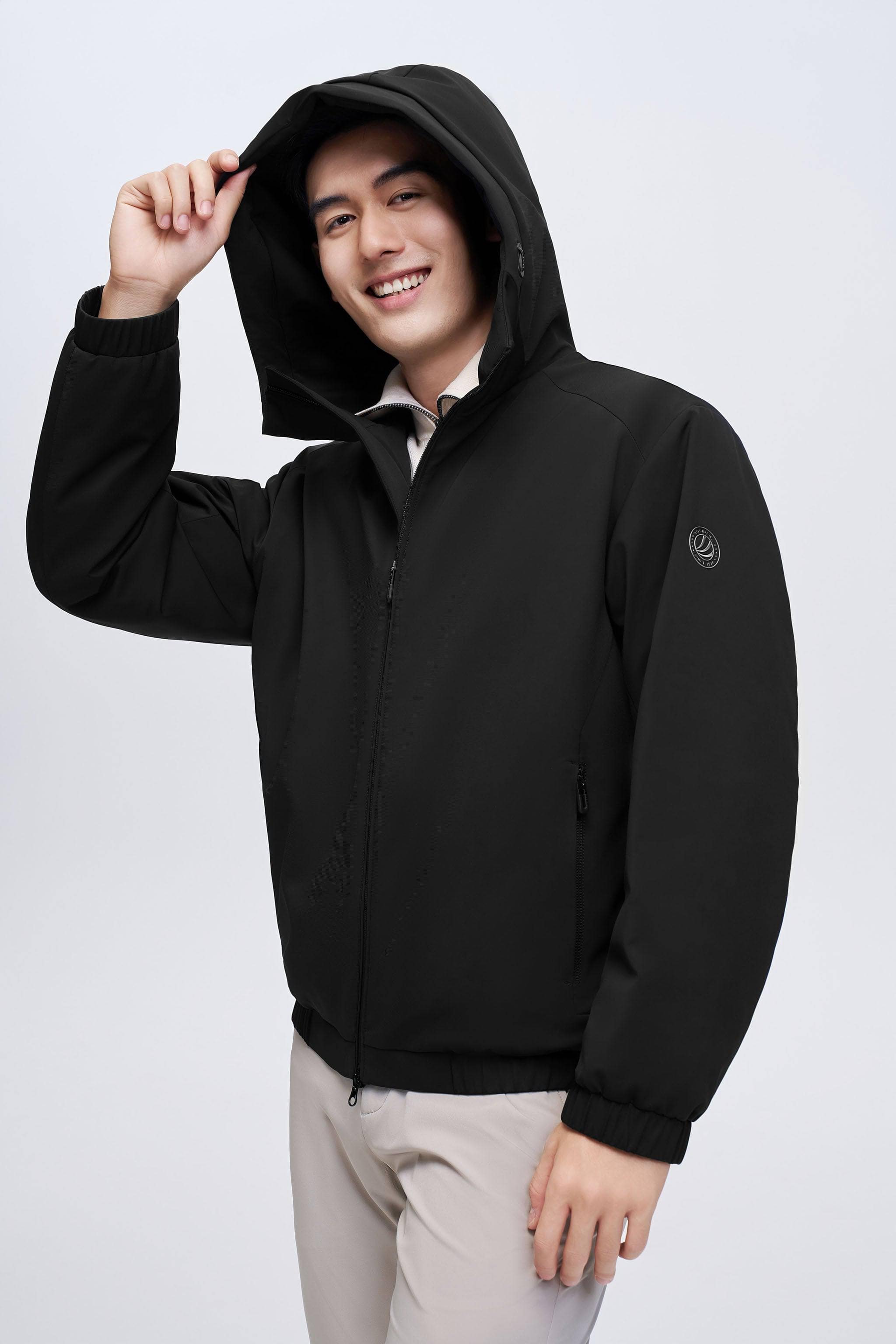 Men's Goose Down Anti-creases Jacket — The Men's Goose Down Jacket offers a sophisticated H-shape silhouette in Black, sizes S–XXXL; windproof