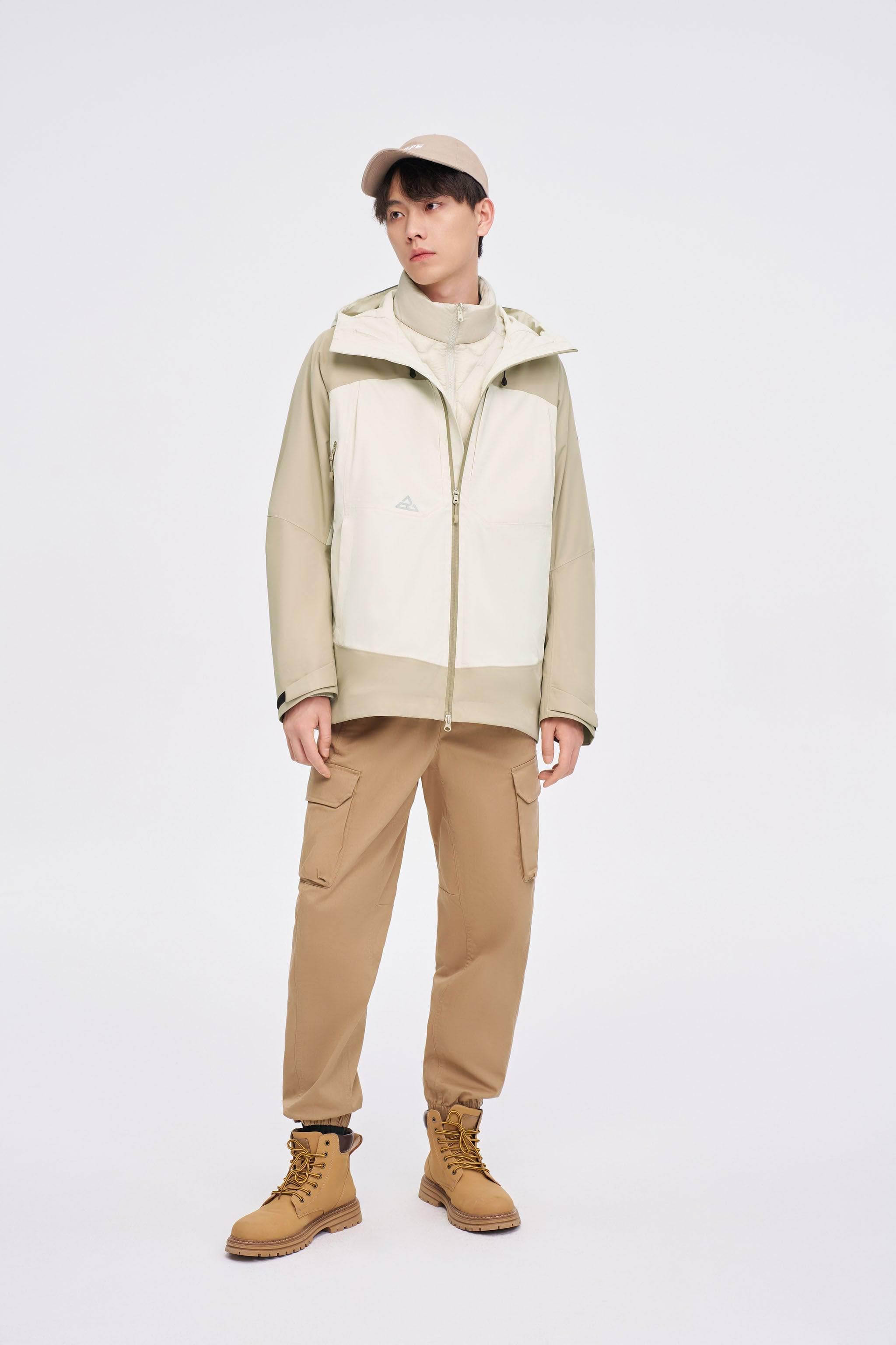 3 in 1 All Weather Goose Down Parka — Explore our 3-in-1 All-Weather Jacket, meticulously crafted to excel in all in Light Beige / Pale Oyster, sizes S–XXL; waterproof, windproof