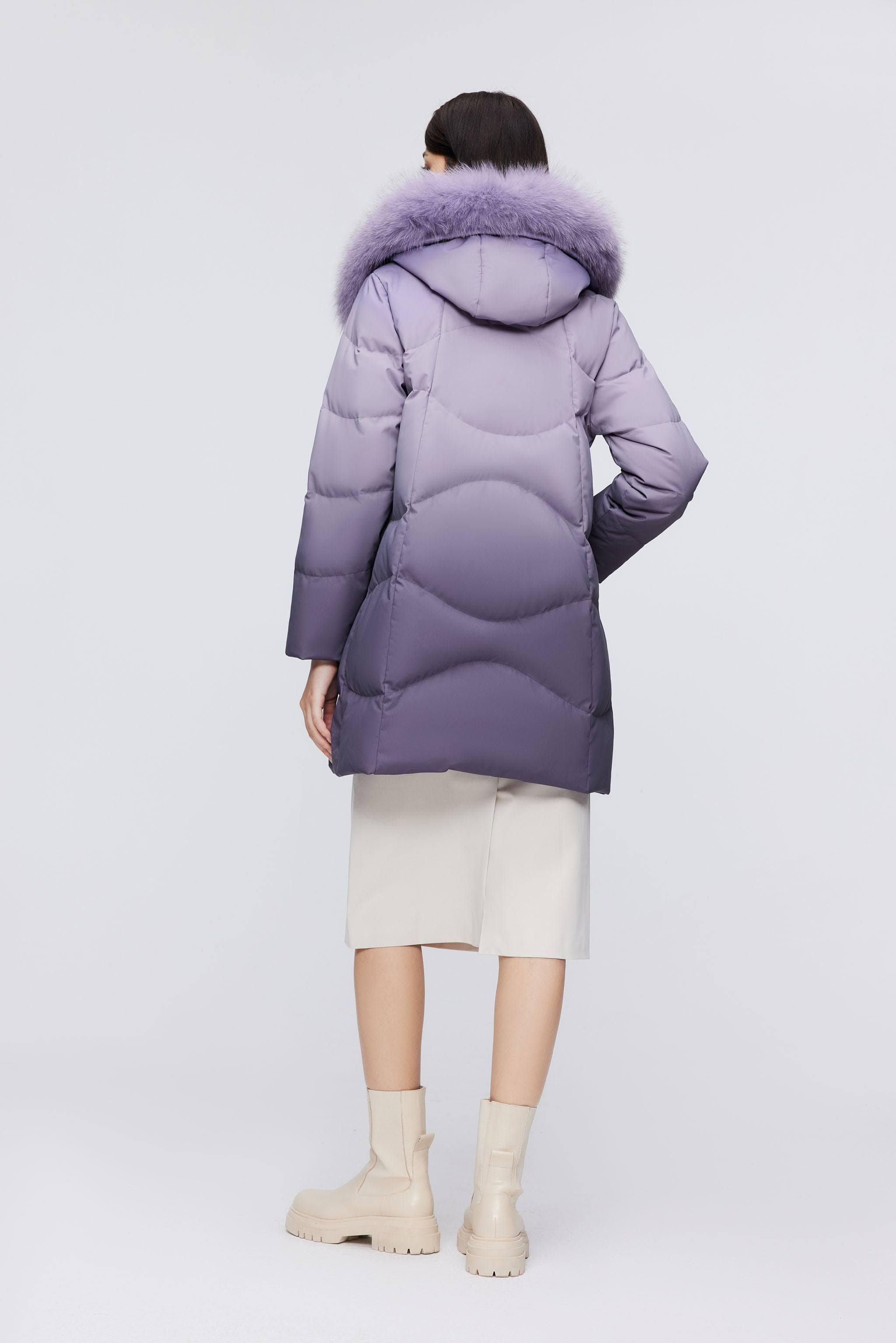 BOSIDENG 2023 Women's Classic Casual Down Parka with Fur 5126