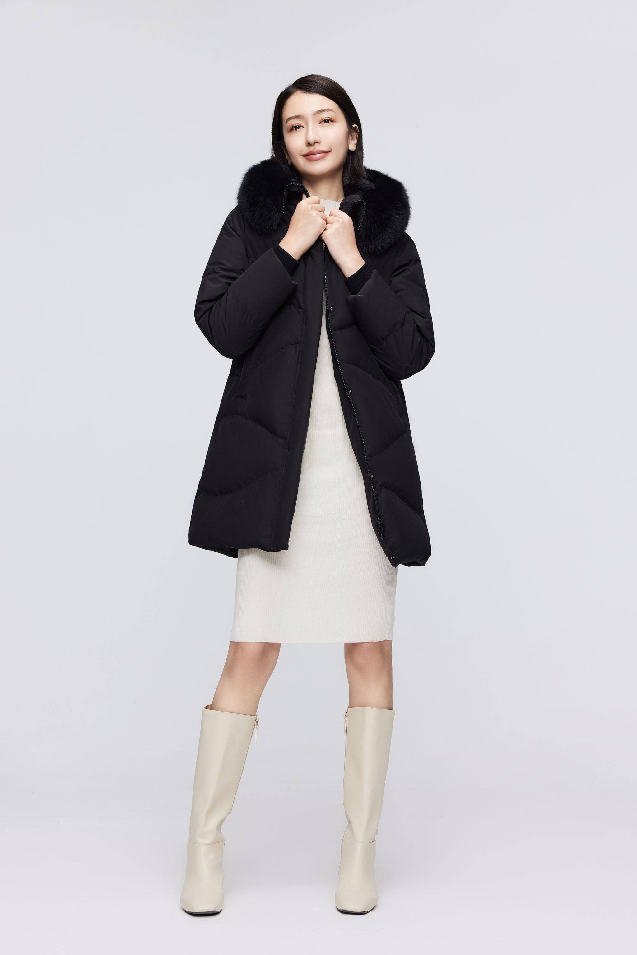 BOSIDENG 2023 Women's Classic Casual Down Parka with Fur 5126