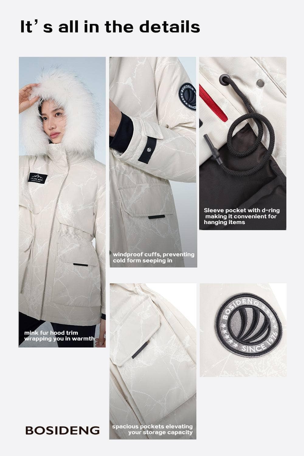 BOSIDENG 2023 Women's Classic Extreme Goose Down Jacket 2312 Jacket