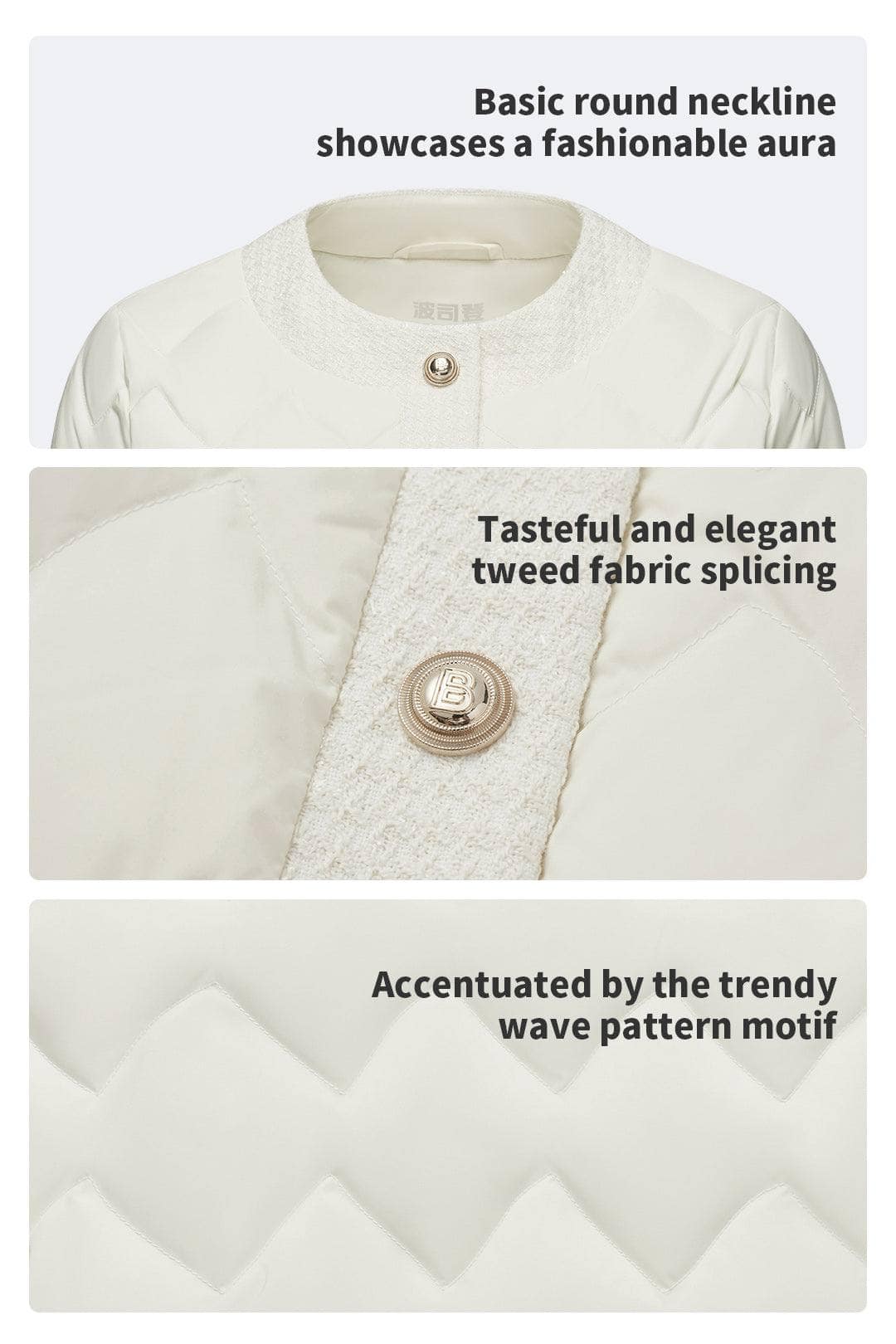 BOSIDENG 2023 Womens Goose Down Houndstooth Jacket Jacket