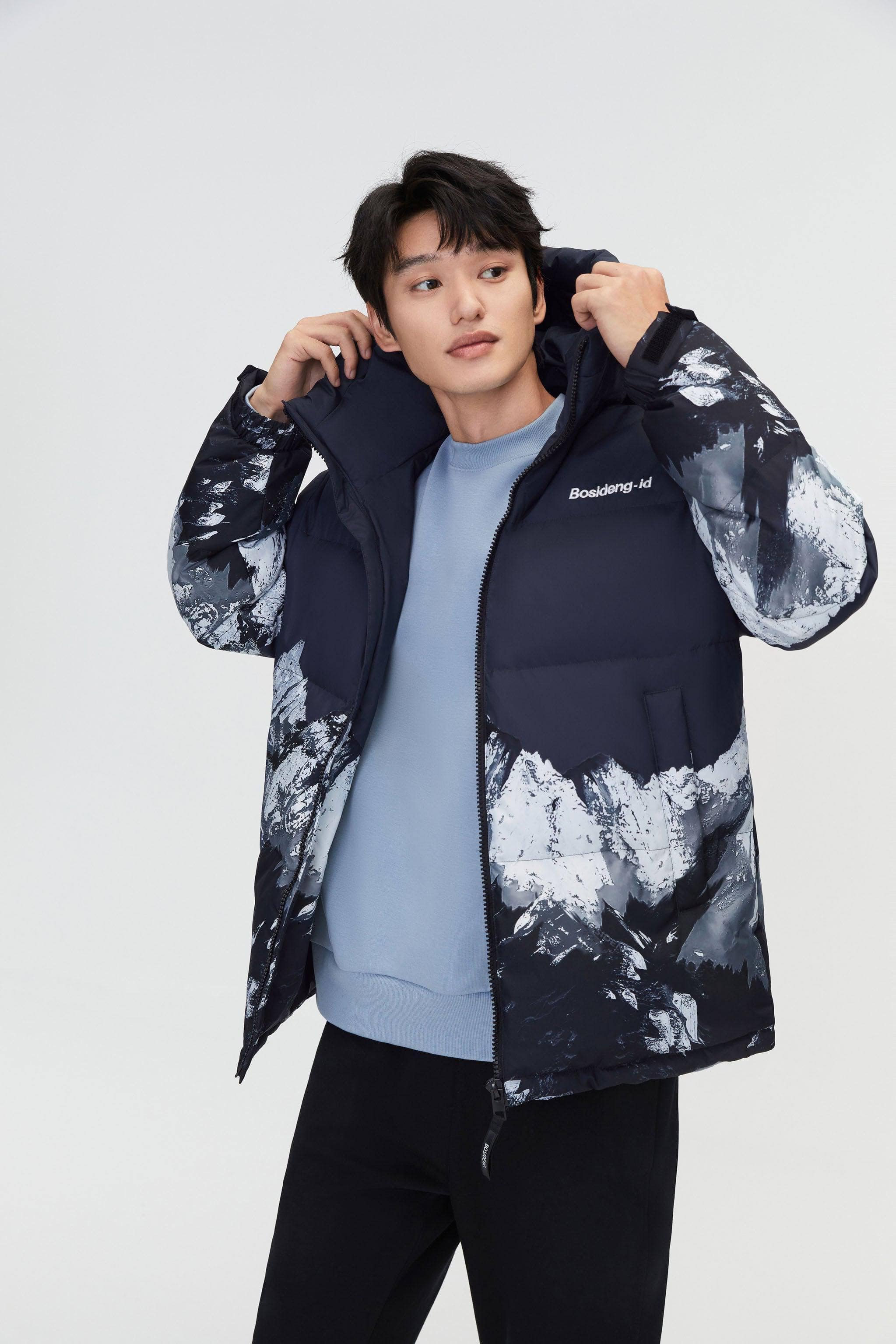 BOSIDENG 2023 Classic Down Jacket with Hood 3330 Jacket XXS / Black Snow Mountain
