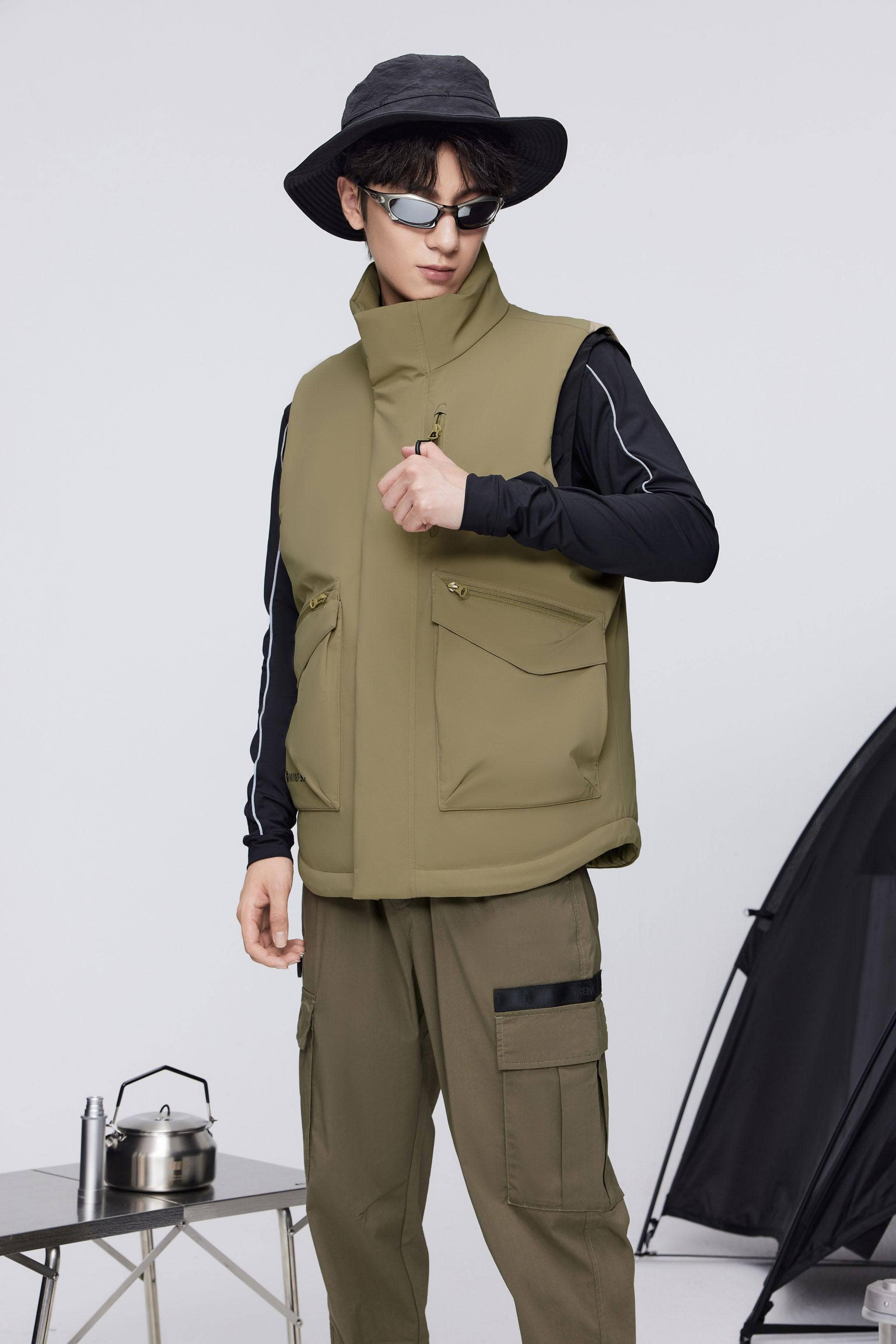 BOSIDENG 2023 Classic Standing Collar Down Gilet 5270 Gilet XXS / Khaki