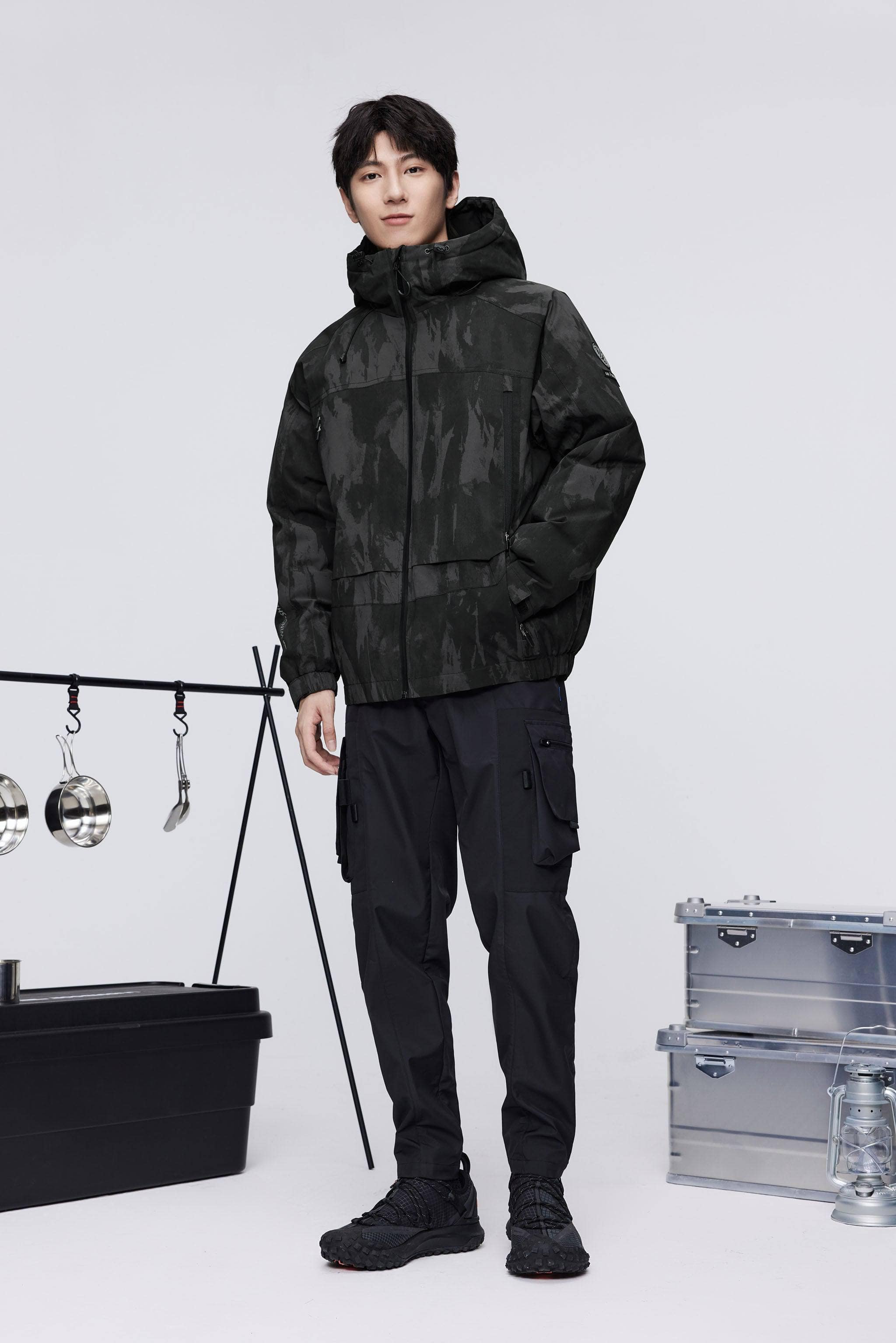 BOSIDENG 2023 Tactical Outdoor Down Jacket Jacket XXS / Subtle Black Print