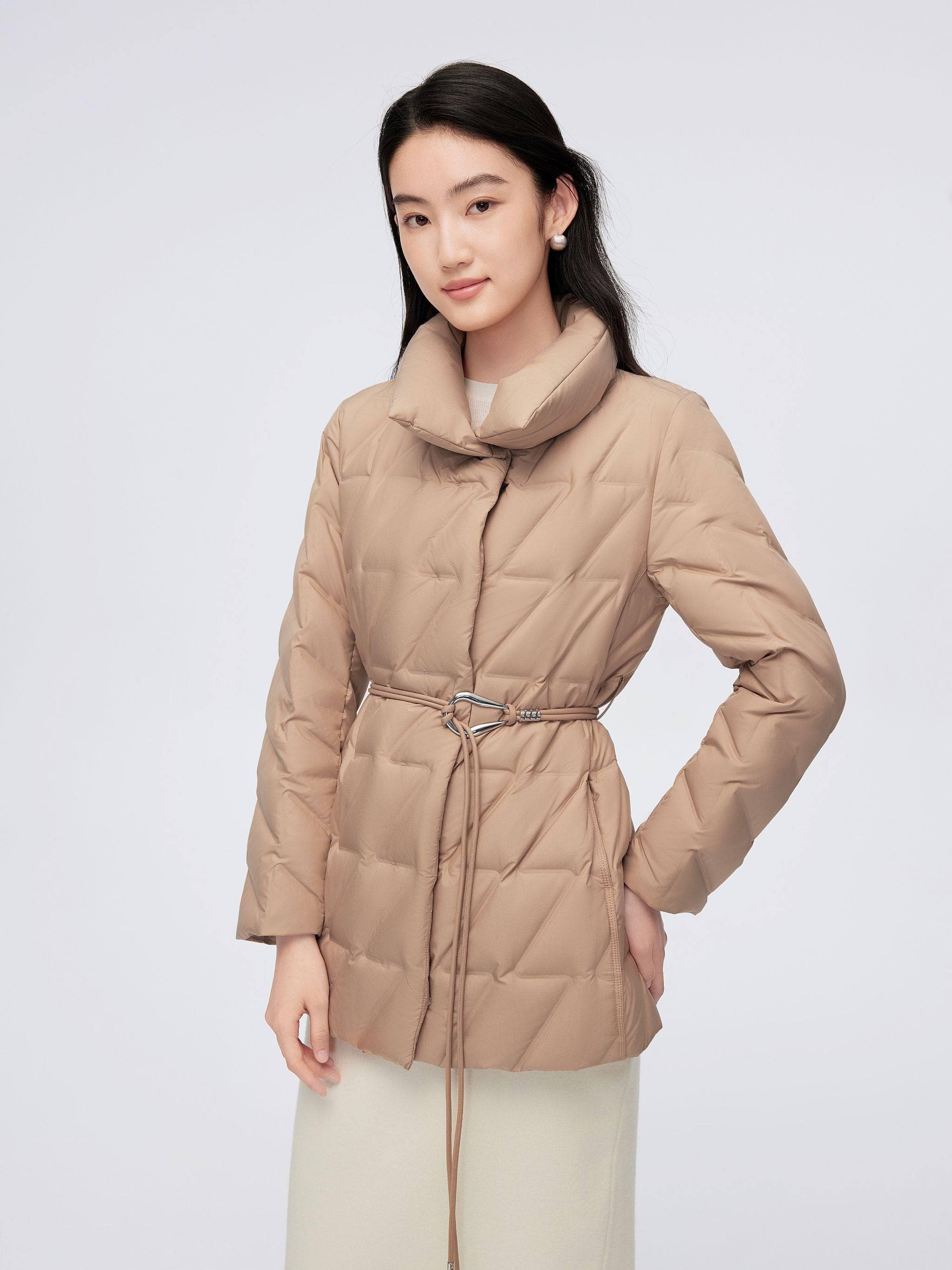 BOSIDENG 2024 Women's Goose Down Coat 4142 16 / Light Mocha
