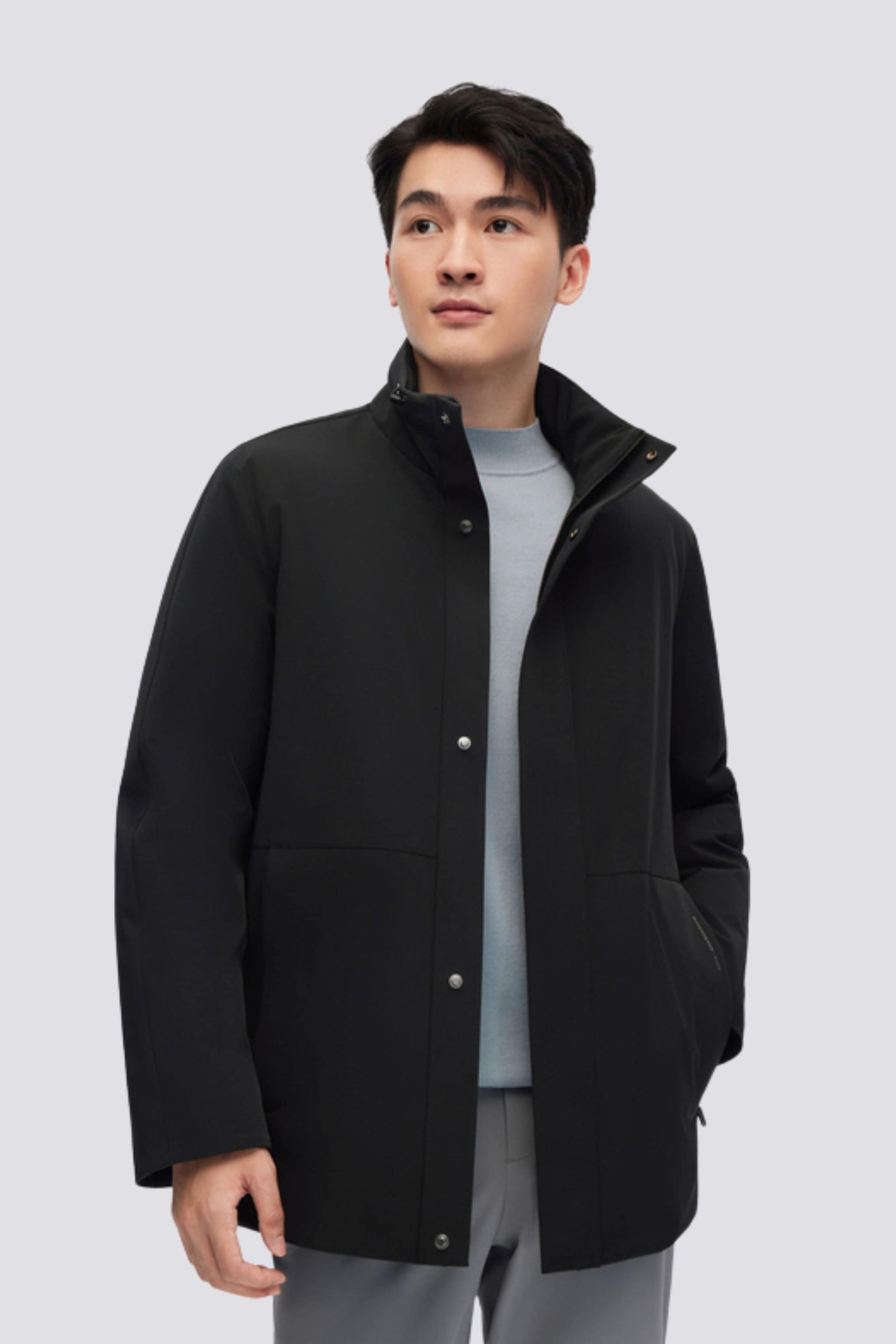 BOSIDENG 2024 Men's Standing Collar Goose Down Jacket Jackets Black / S
