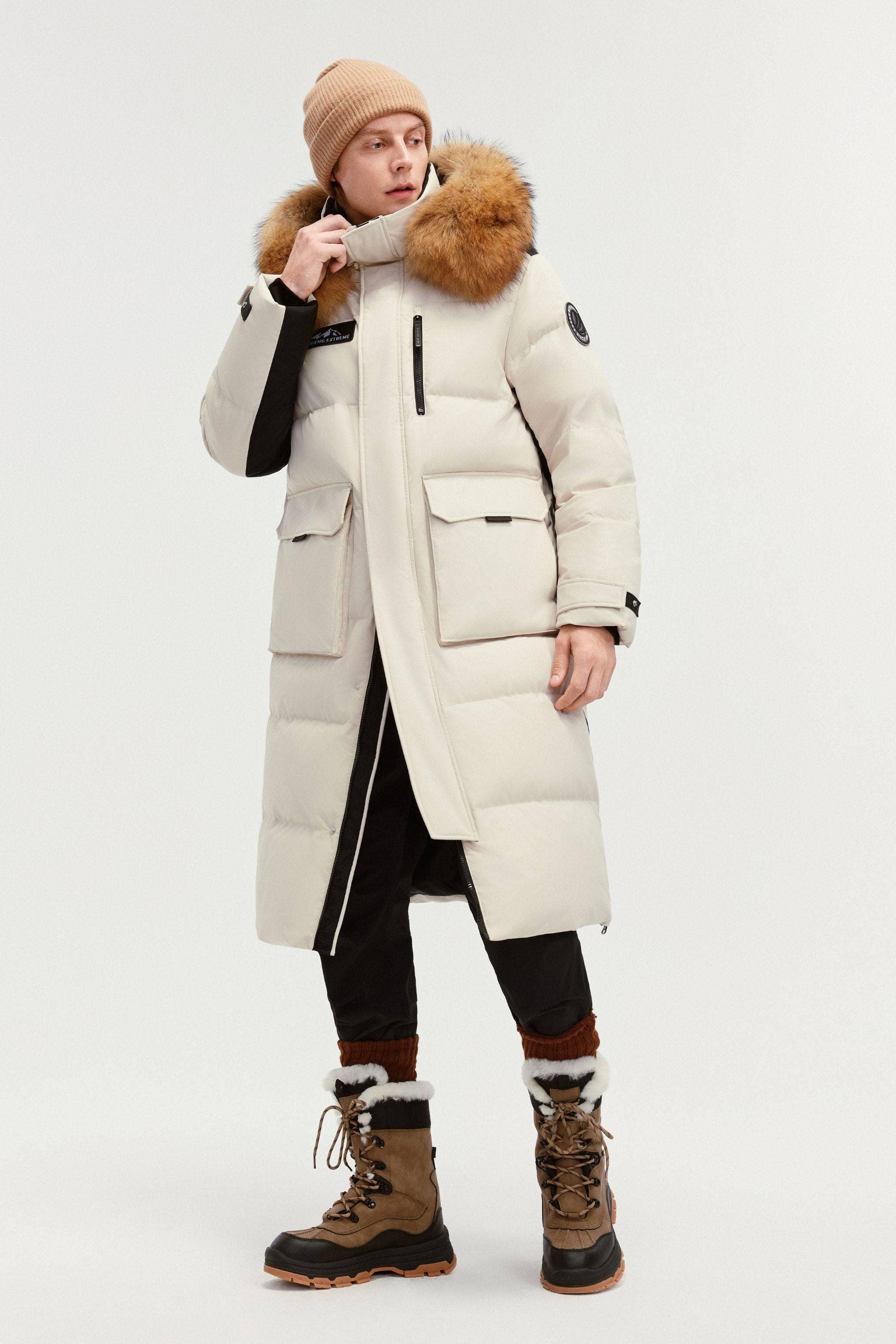 BOSIDENG 2024 Classic Extreme Full Length Goose Down Parka Fur Hood Parka