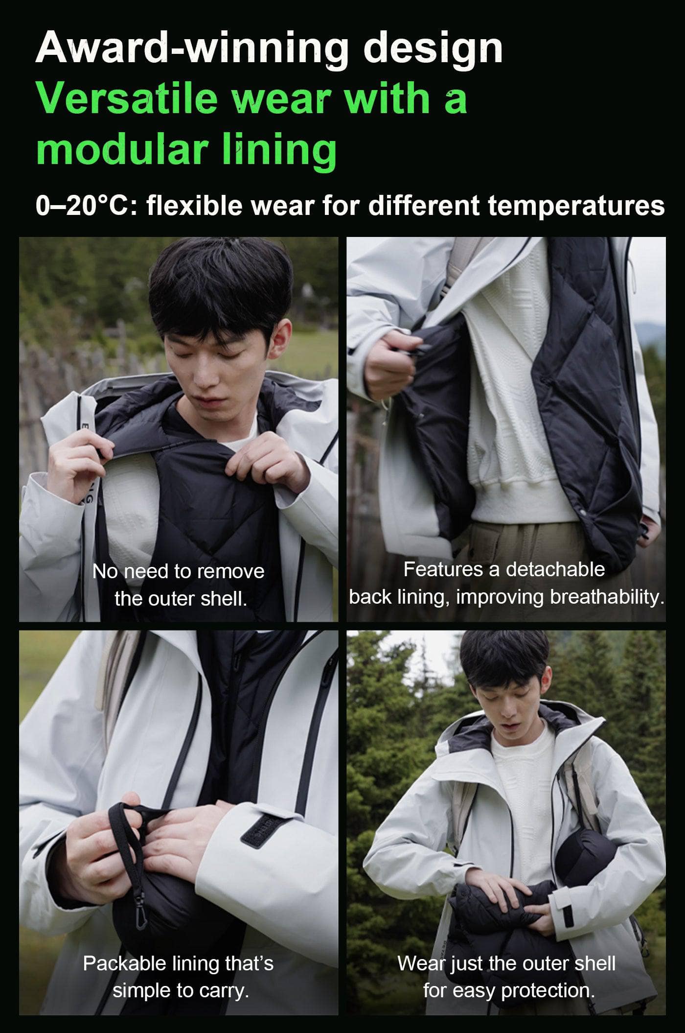 BOSIDENG 2024 DIBIAN Detach 3 in 1 Goose Down Jacket