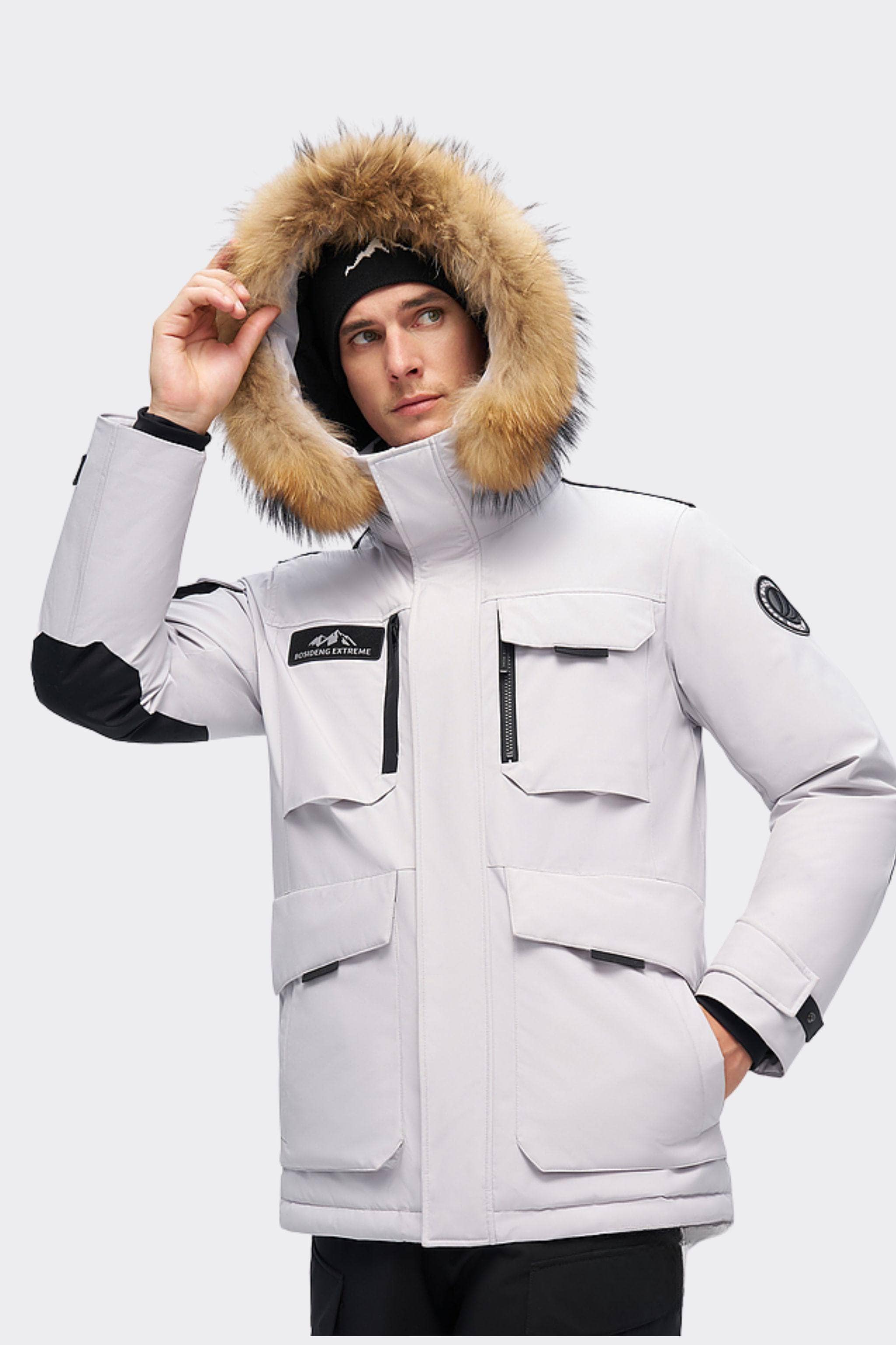 BOSIDENG 2024 Classic Extreme Goose Down Fur Hood Parka 2317 Parka Glacier grey / XXXS