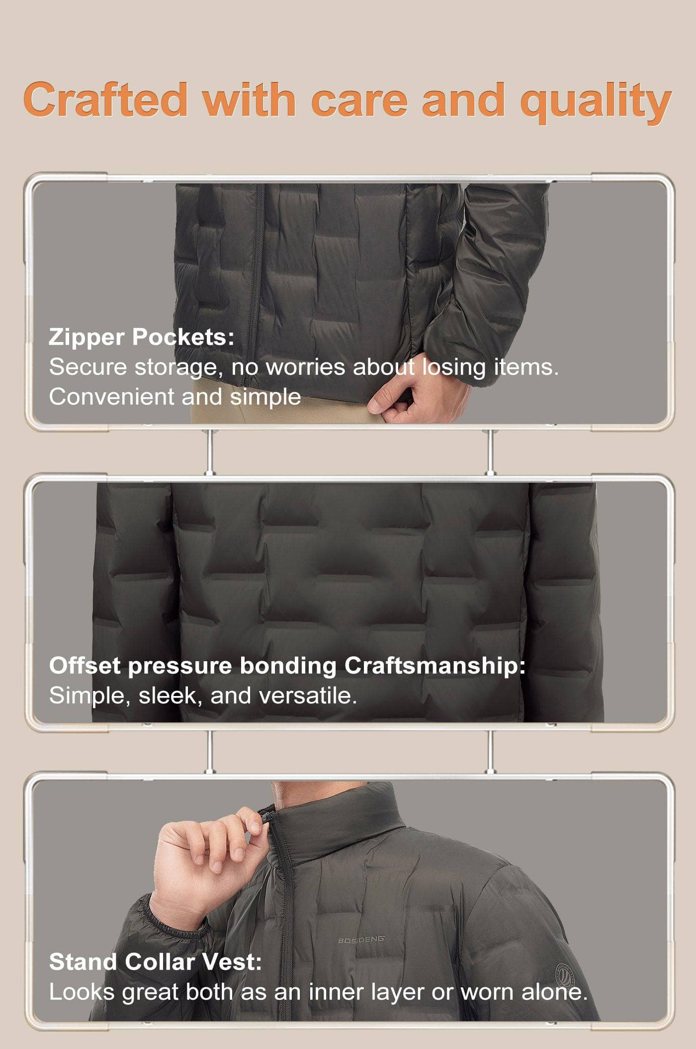 BOSIDENG 2024 Men's Goose Down Stand Collar Jacket 1033