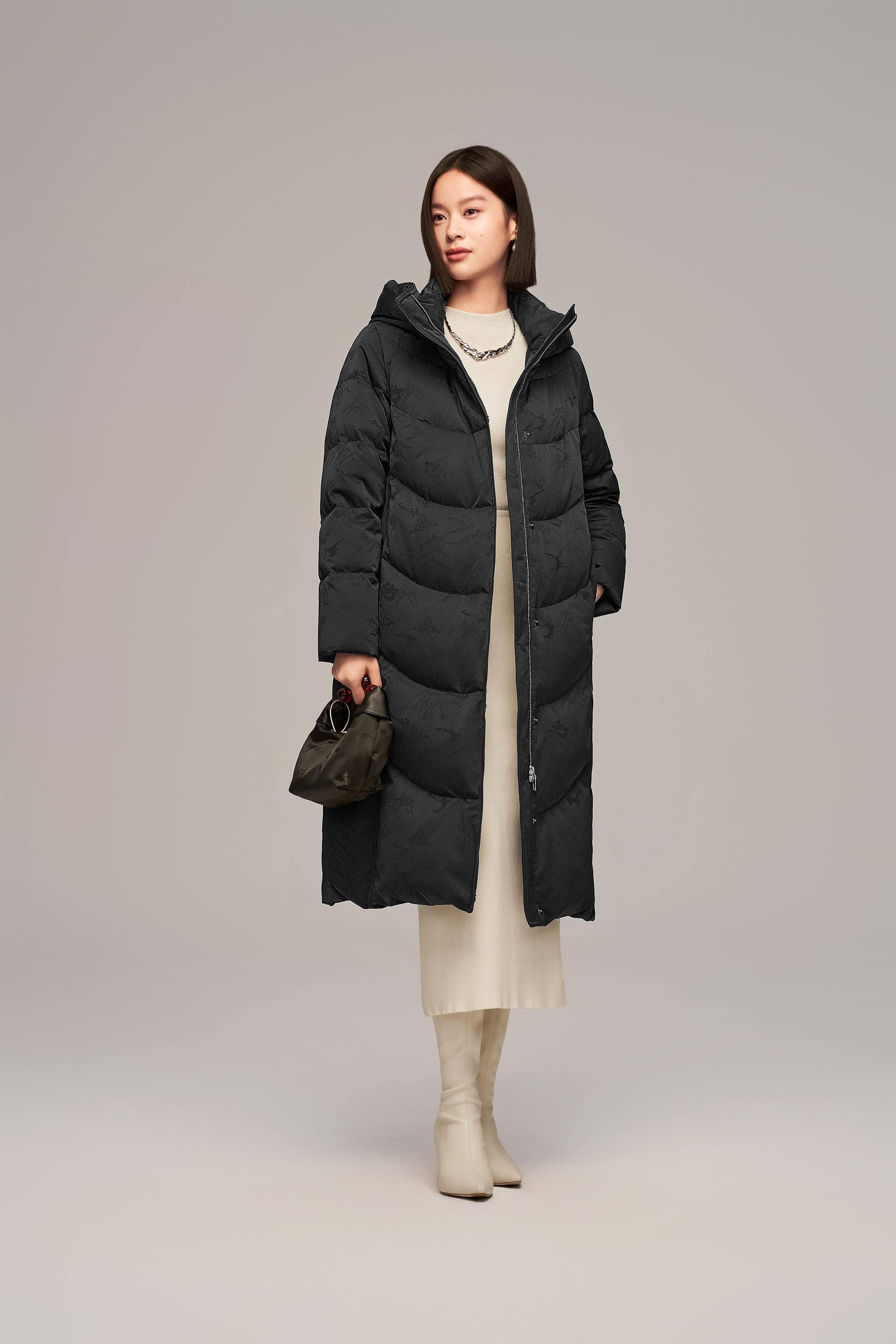 BOSIDENG 2024 Eastern Aesthetic Women’s Goose Down Coat Jackets Onyx / 4