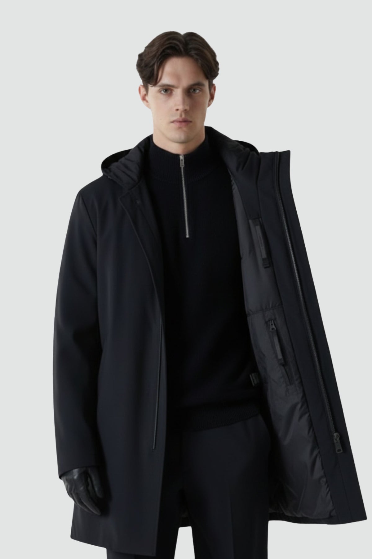 Premium Business Men's Goose Down Mac With Hood 4733