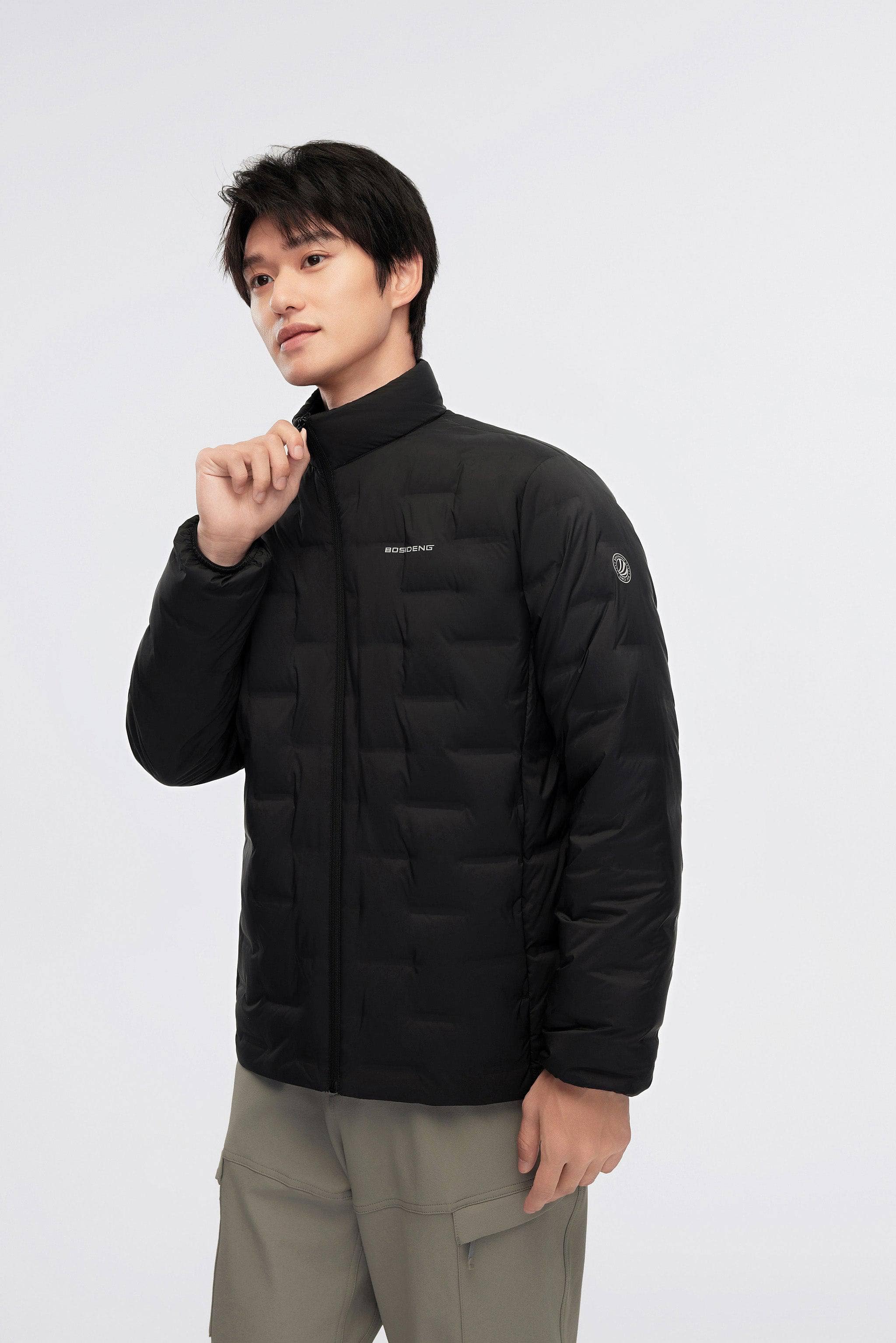 BOSIDENG 2024 Men's Goose Down Stand Collar Jacket 1033 S / Black