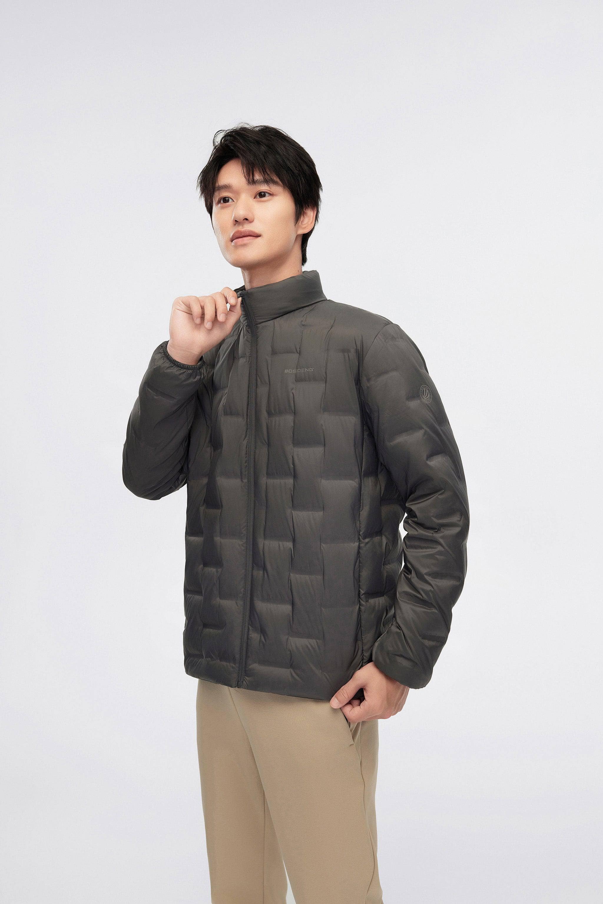 BOSIDENG 2024 Men's Goose Down Stand Collar Jacket 1033 S / Dark Grey