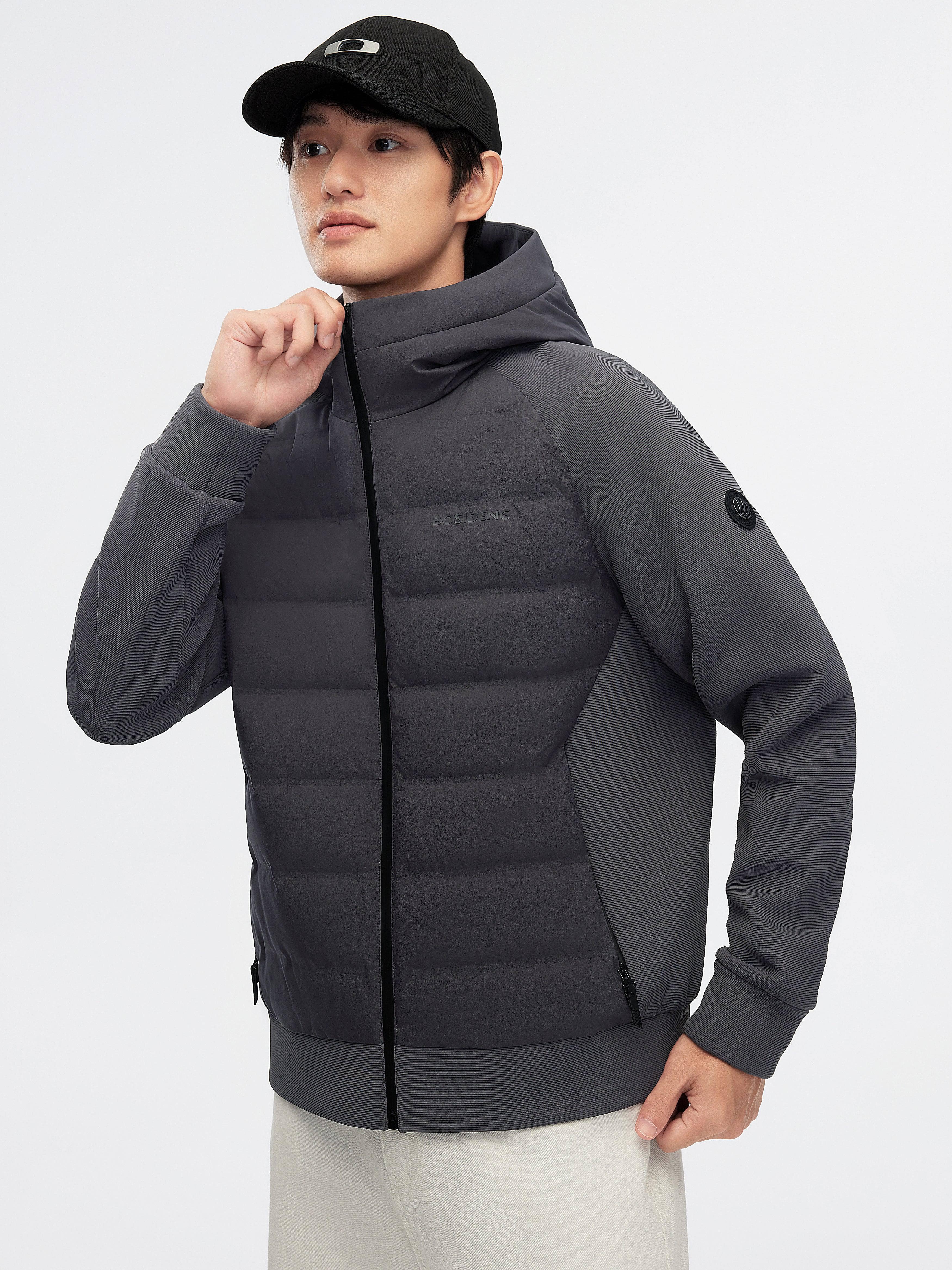 Men's Lightweight Hooded Goose Down Jacket 3701 — Introducing our Men's Lightweight Hooded Goose Down Jacket in Dark Grey, sizes S–XXXL