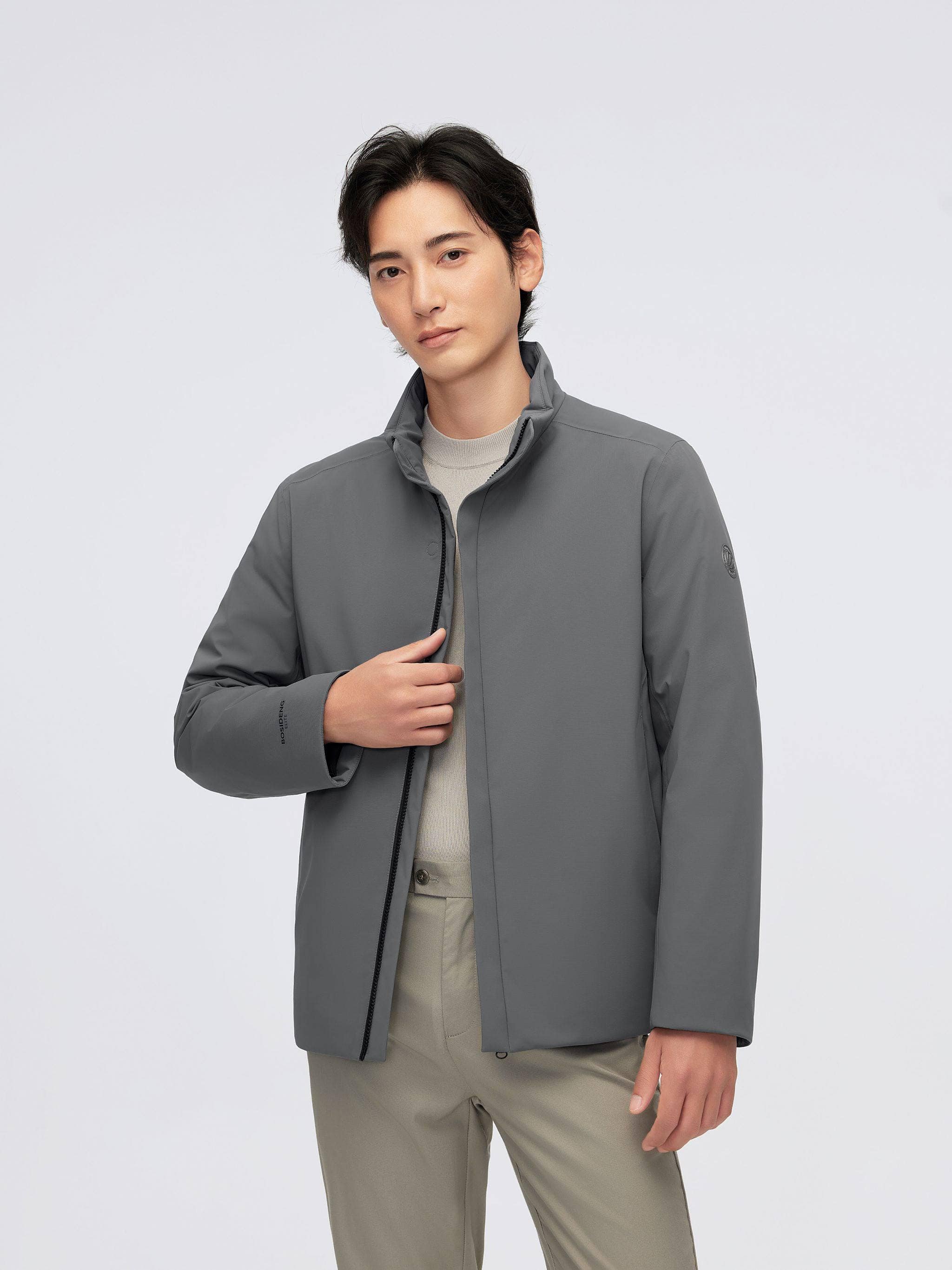 Men's Goose Down Windbreaker 4151 — The Men's Goose Down Windbreaker, designed for optimal warmth and style in Steel Grey, sizes S–4XL; waterproof