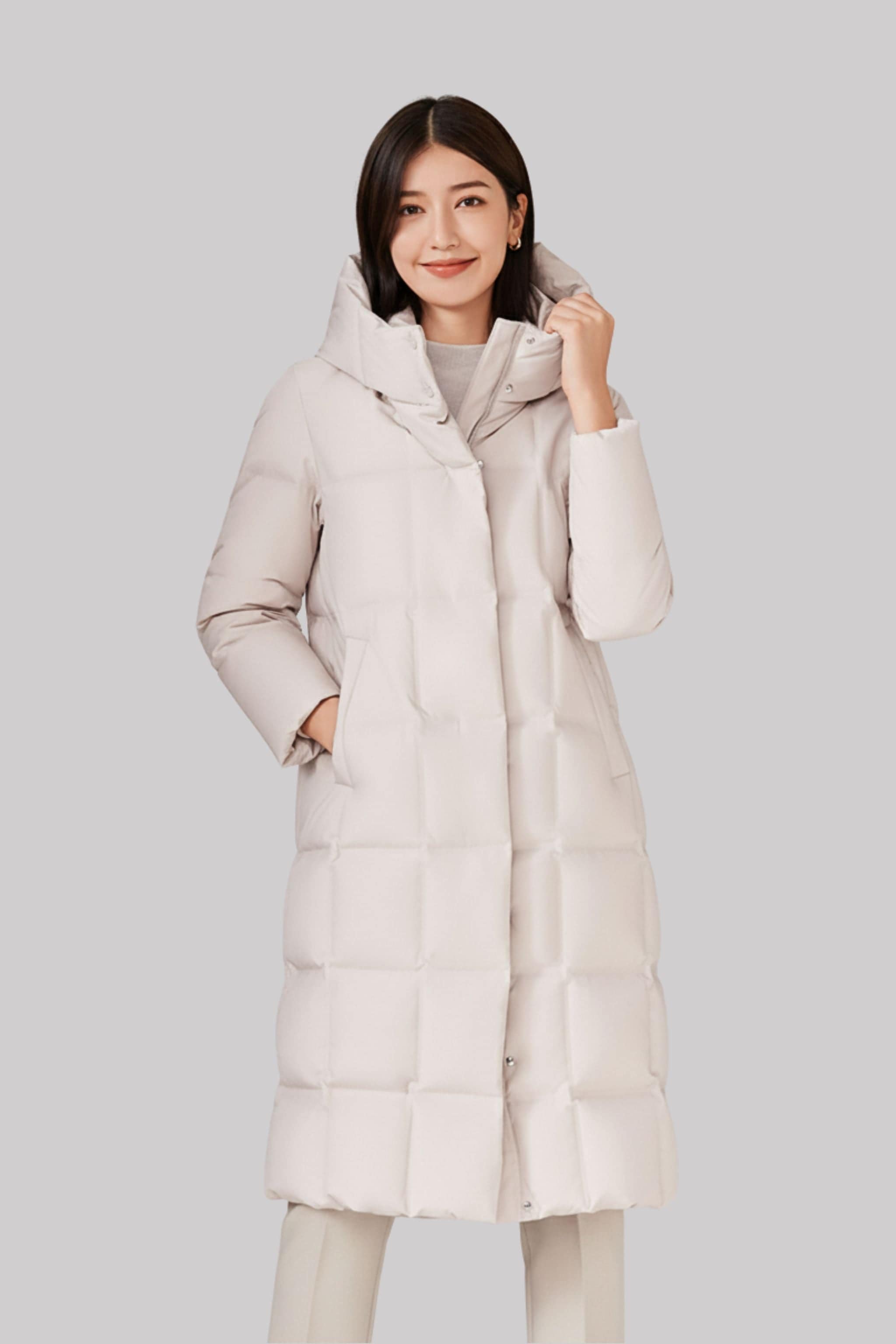 Women's Diamond Quilt Long Goose Down Coat | Business Classic