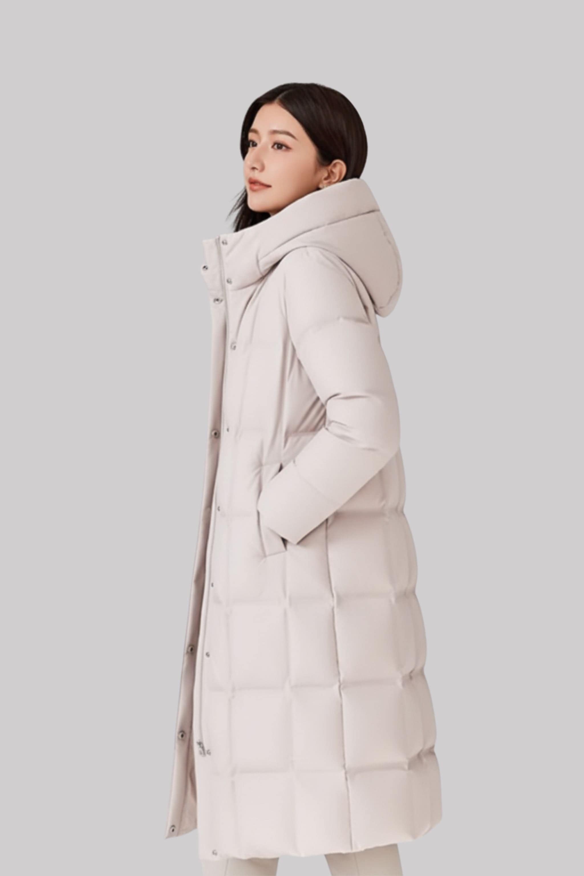 BOSIDENG 2024 Women's Diamond Quilt Full Length Goose Down Coat Jackets