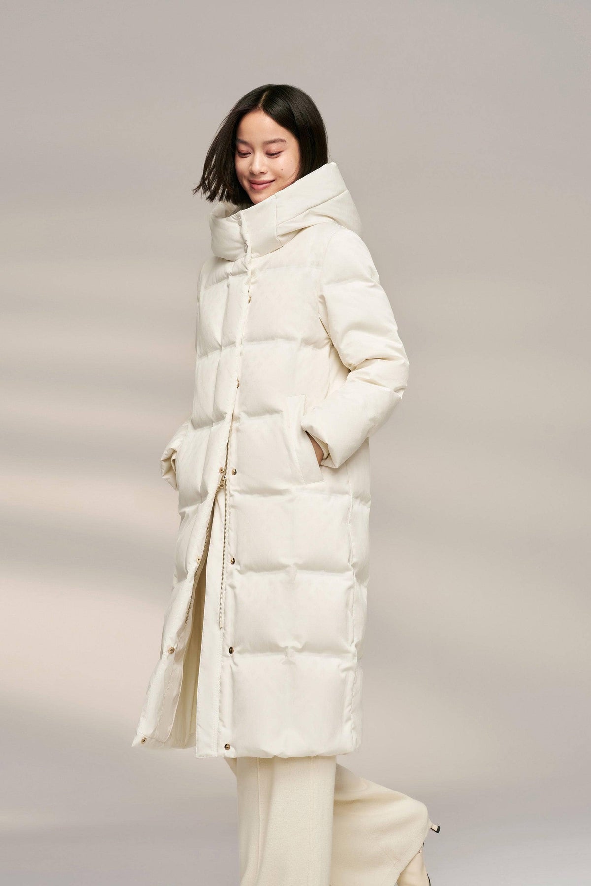 Women's Diamond Quilt Full Length Goose Down Coat