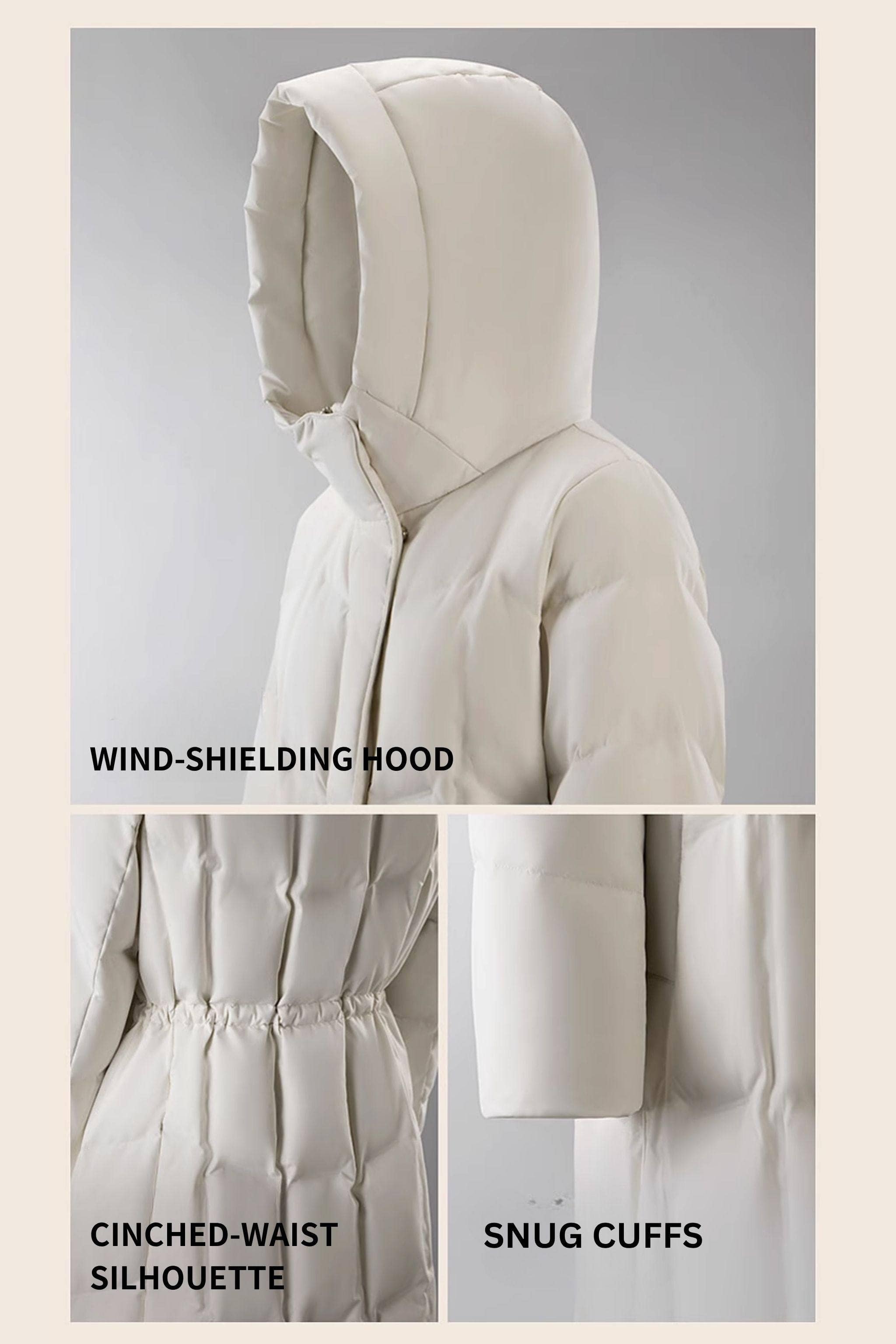 BOSIDENG 2024 Women's Long Goose Down Coat With Elasticated Waist Coats