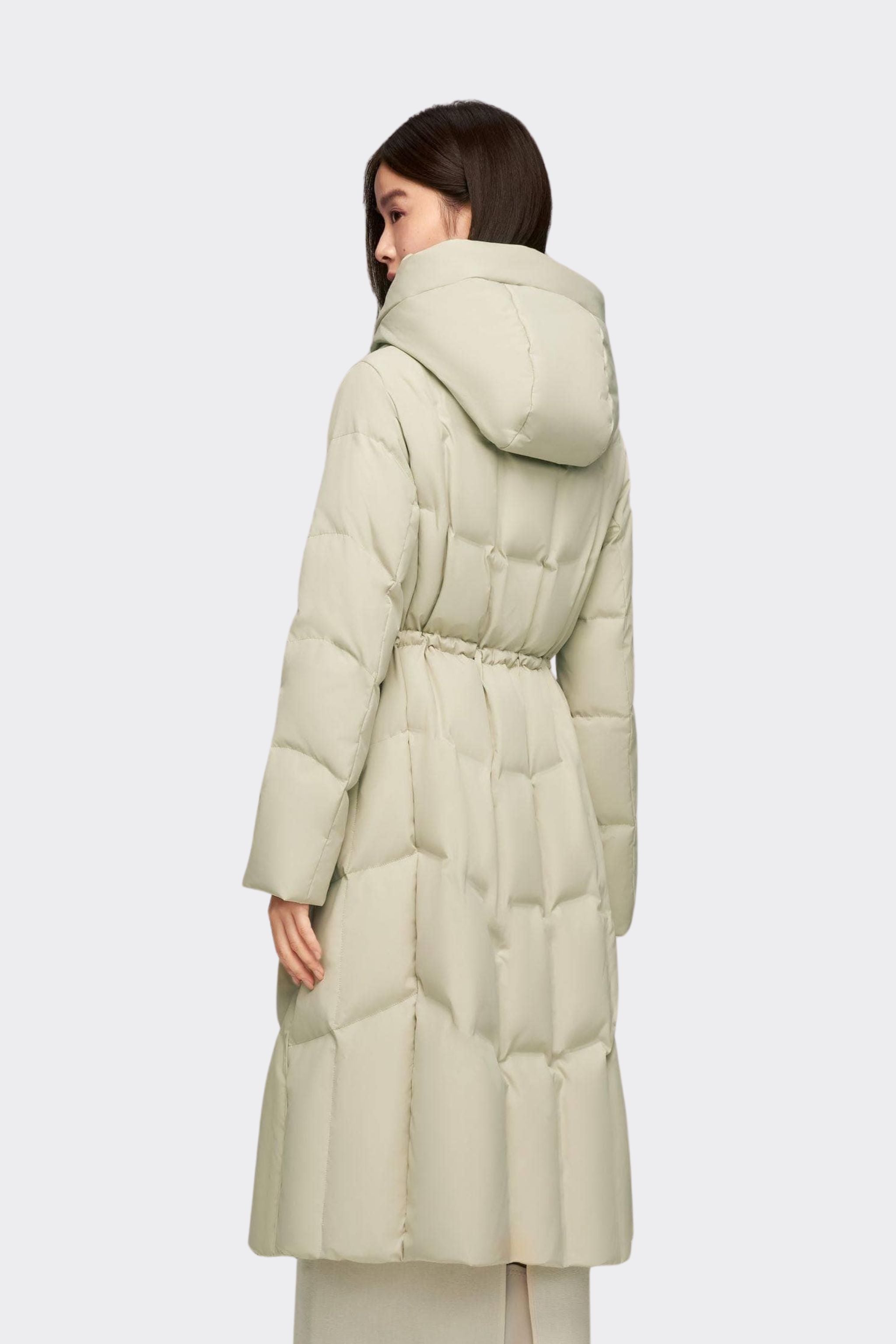 Women's Long Goose Down Coat With Elasticated Waist — Soft cotton fabric ensures comfort — view 17