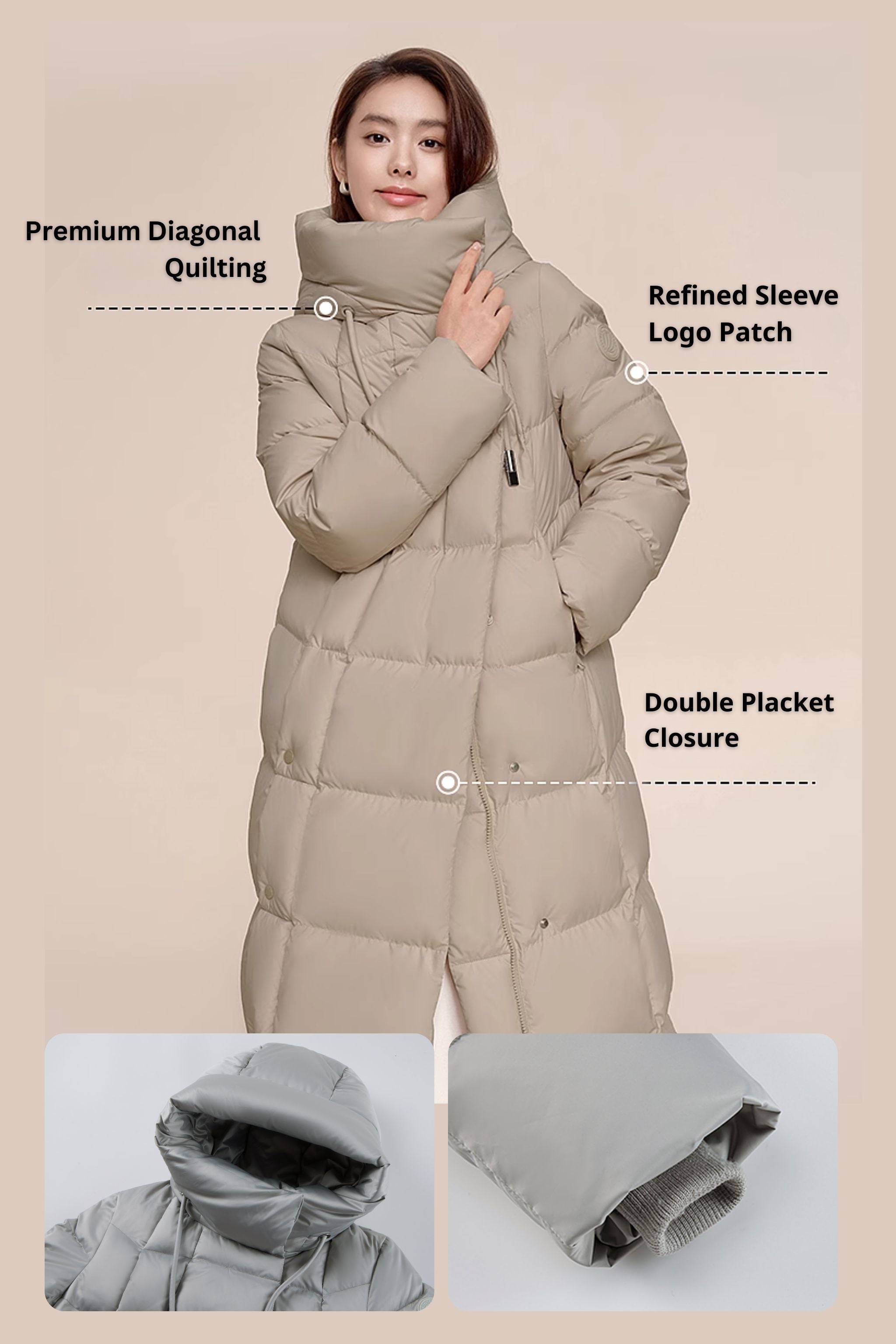 BOSIDENG 2024 Women's Long Length Down Coat 5184 Jackets