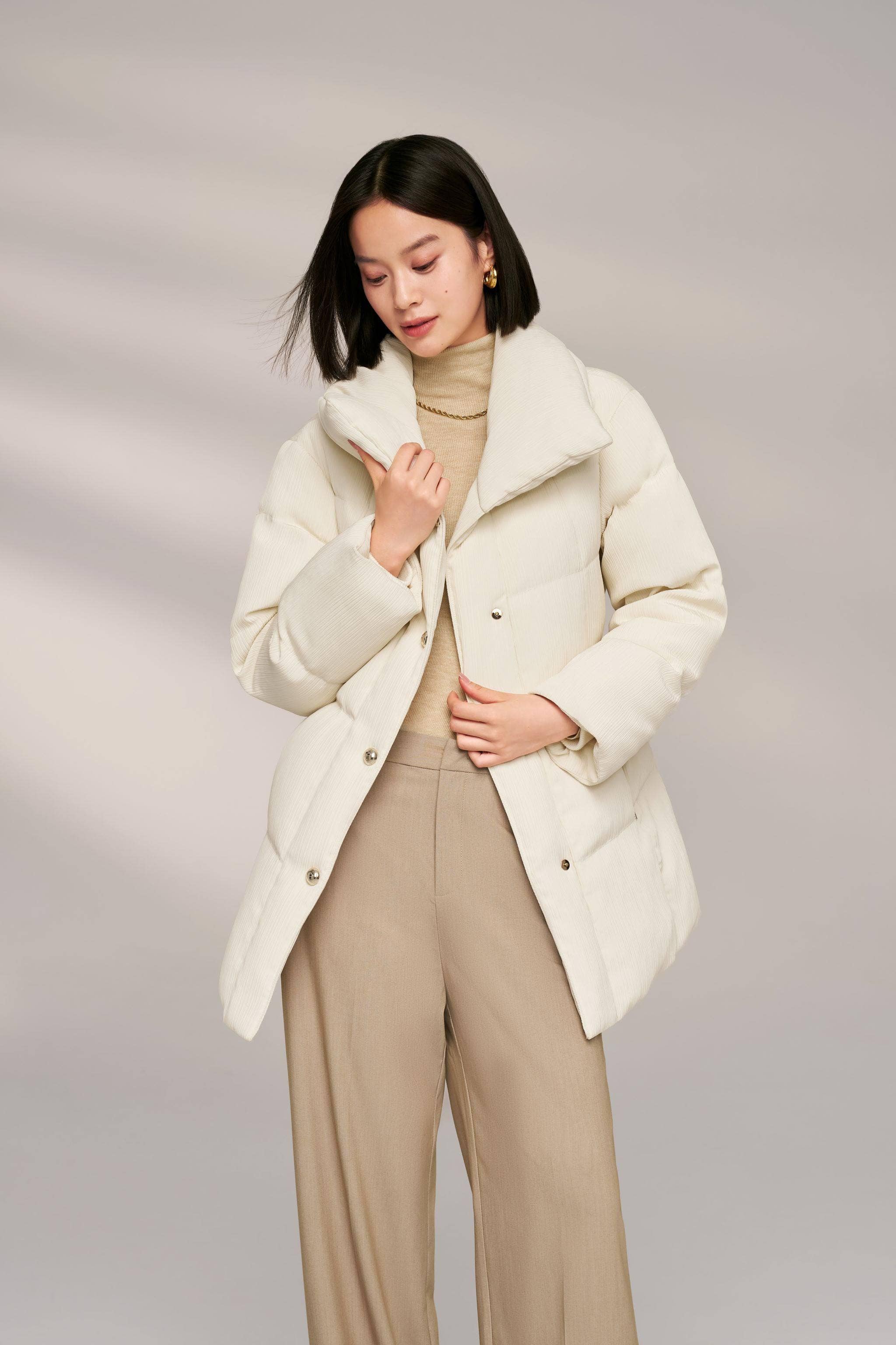 BOSIDENG 2024 Women’s Quiet Luxury Goose Down Trench Coat 4314 Jackets