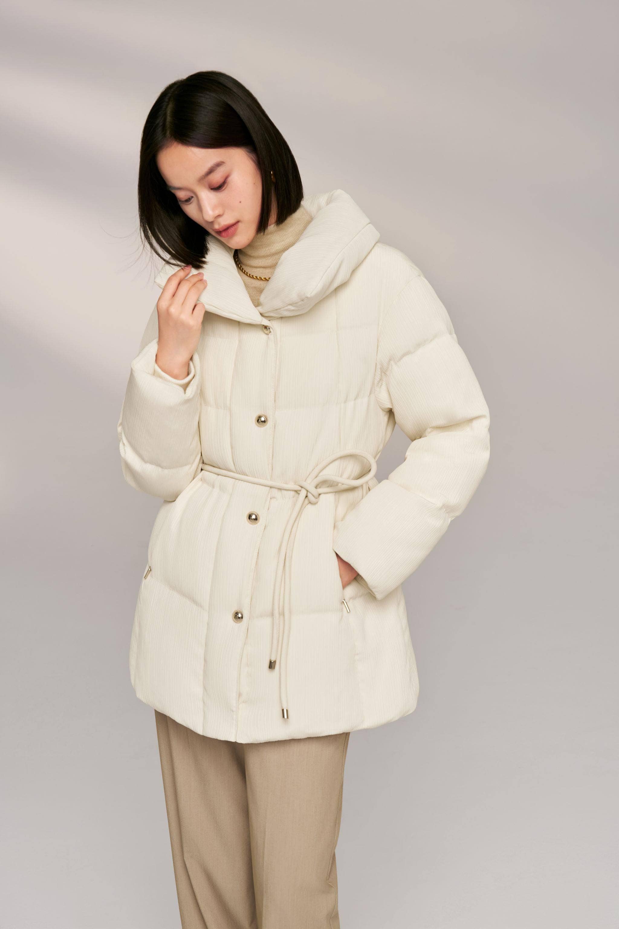 BOSIDENG 2024 Women’s Quiet Luxury Goose Down Trench Coat 4314 Jackets