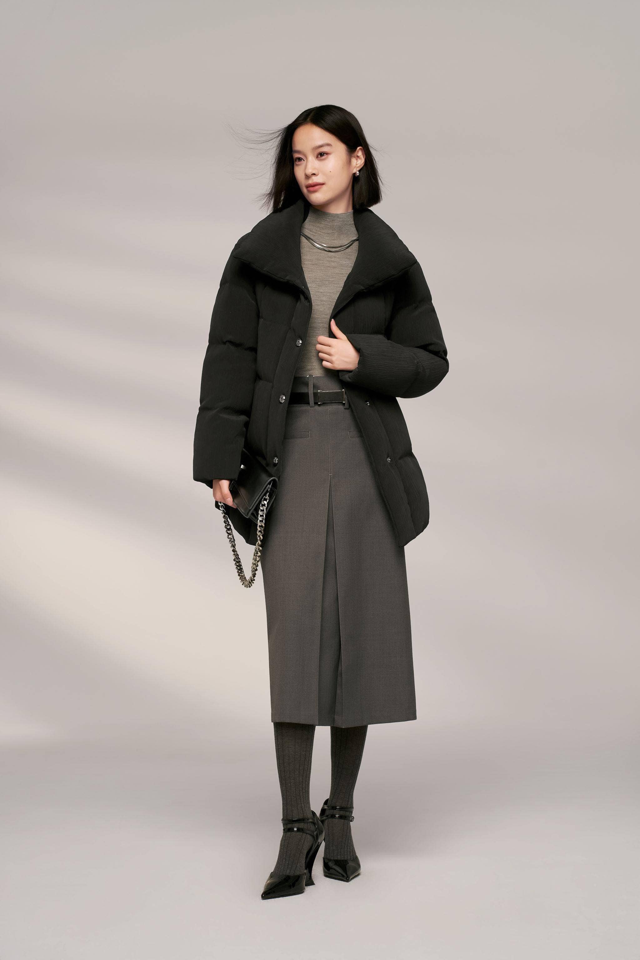 BOSIDENG 2024 Women’s Quiet Luxury Goose Down Trench Coat 4314 Jackets