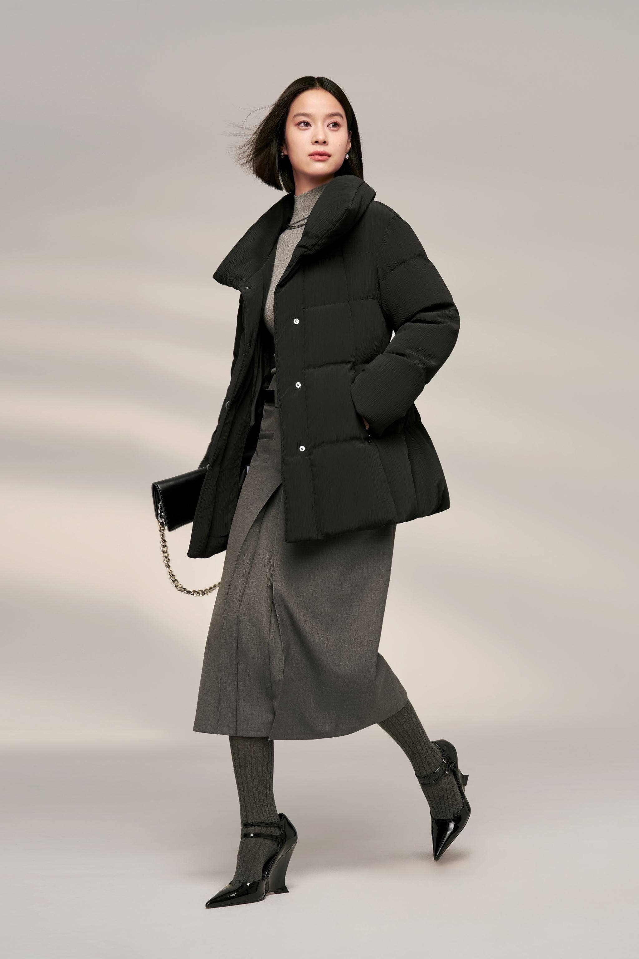 BOSIDENG 2024 Women’s Quiet Luxury Goose Down Trench Coat 4314 Jackets
