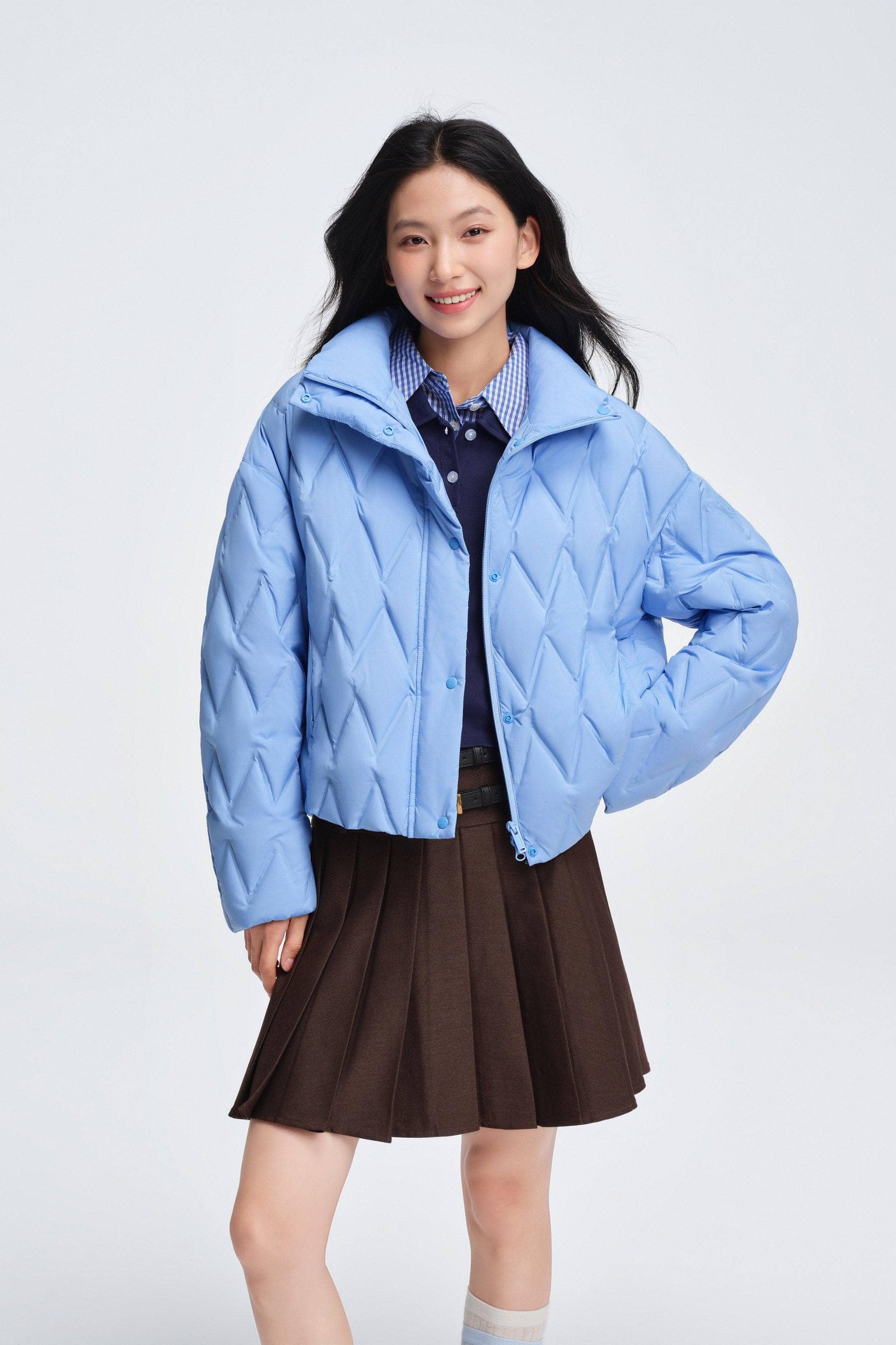 BOSIDENG 2025 Women's Standing Collar Lightweight Down Jacket Azure Blue / 4